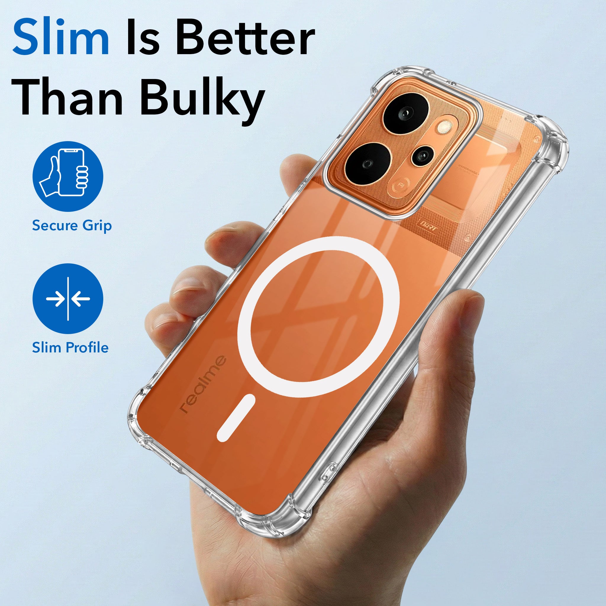 For Realme P4 Power 5G | Realme Narzo Power Back Cover Shockproof Crystal-Clear (Magsafe Wireless Support | Drop & Camera Protection | Hard Polycarbonate)