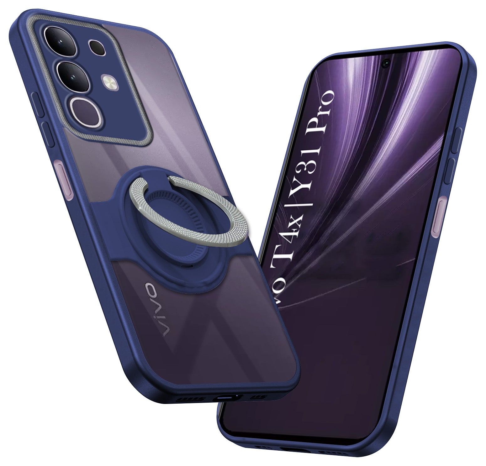 For Vivo T4x | Vivo Y31 Pro Back Cover Case with stand (Built-in Ring Holder Kickstand | Lifetime Anti Yellow | Camera Protection)