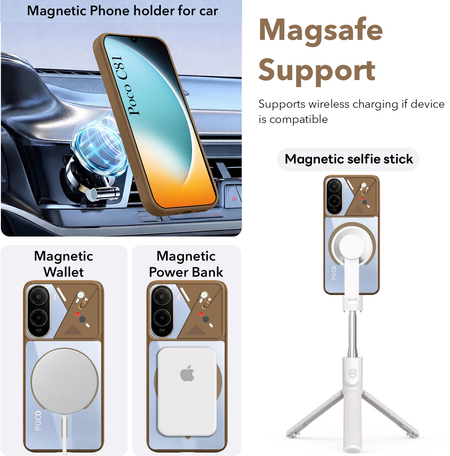 For Poco C81 Back Cover Case Lifetime Anti-Yellow Clear (Camera Protection | Side Grip | Wireless MagSafe Compatible)