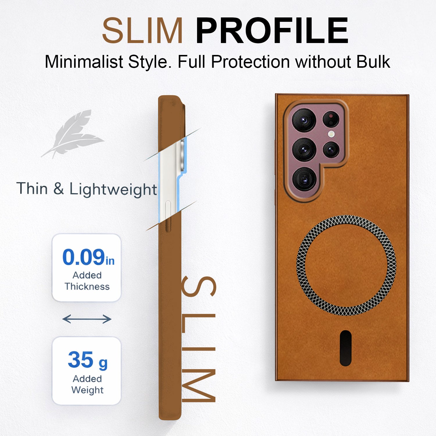 For Samsung Galaxy S22 Ultra 5G Back Cover Case Leather Finish (MagSafe Compatible Wireless Charging | Soft Touch | Camera Bump Protection)