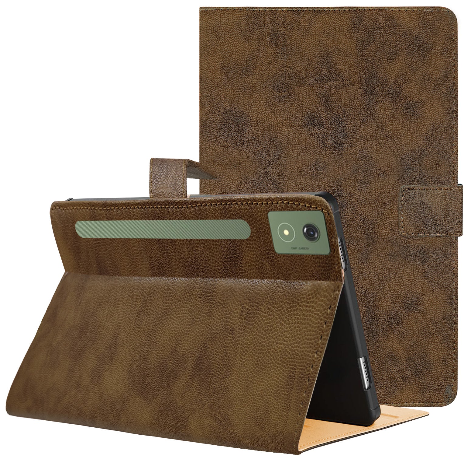 For Motorola Moto Pad 60 Pro 12.7 Inch Flip Cover Folio Cover (PU Leather | Multi-Angle Smart Stand | Card Storage Slots | Silicone Back Pouch)