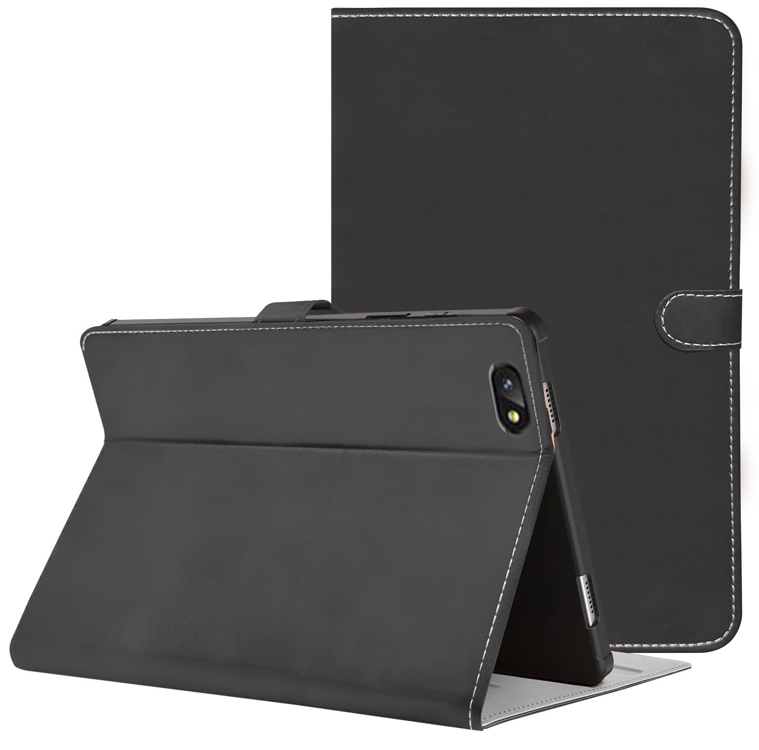 For Lava Aura T81N 8 Inch Flip Cover Folio Case (PU Matte Leather | Multi-Angle Smart Stand | Card Storage Slots | Silicone Back Pouch)