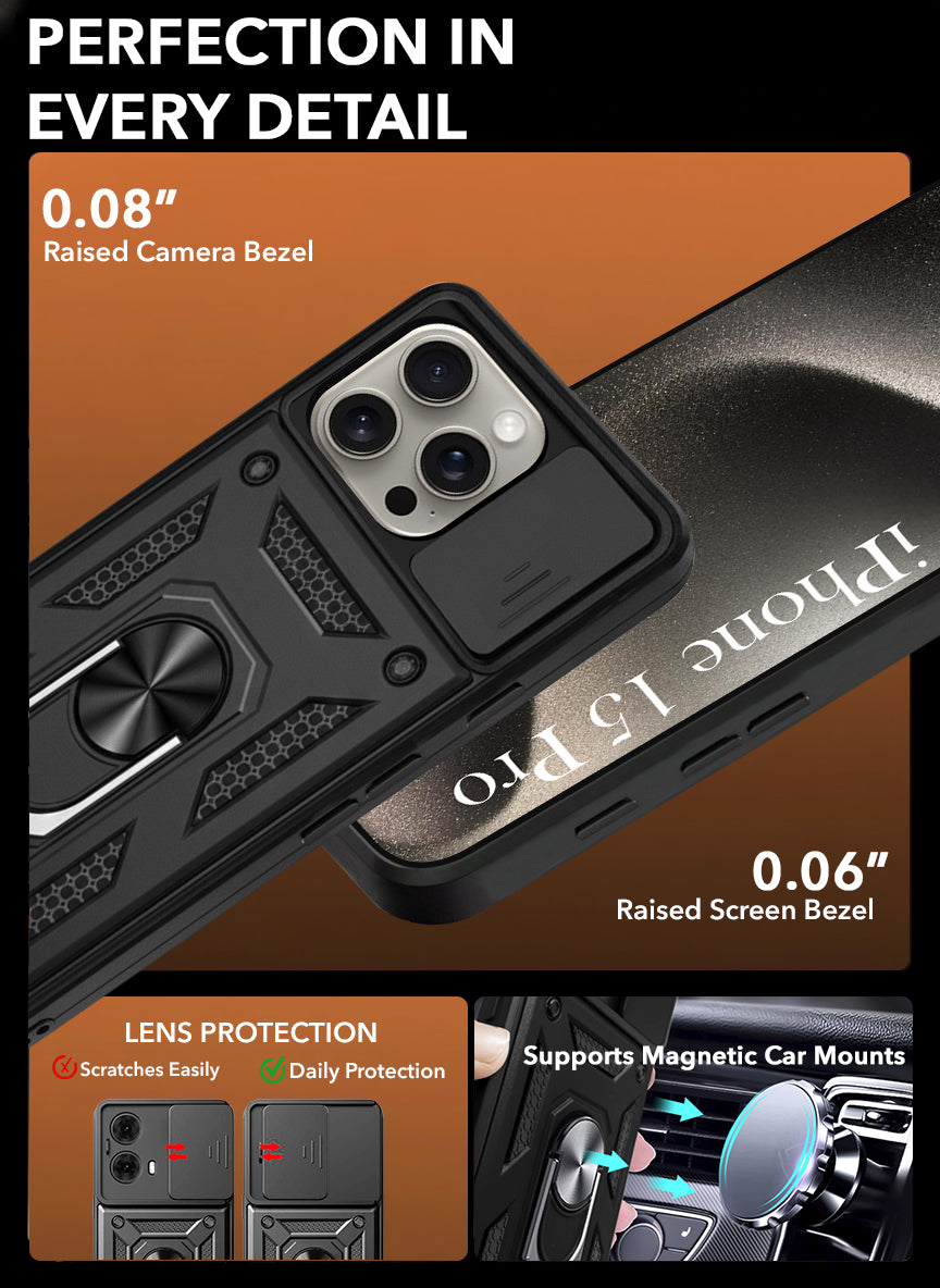 For iPhone 15 Pro Back Cover Case (Hybrid Armor Polycarbonate)