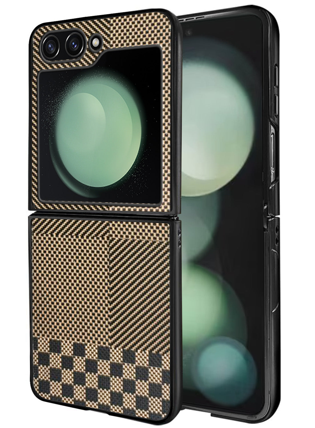 For Samsung Galaxy Z Flip 5 Back Flip Case Cover (Craft Printed Design | Hybrid Texture | Inside Microfiber Cloth)