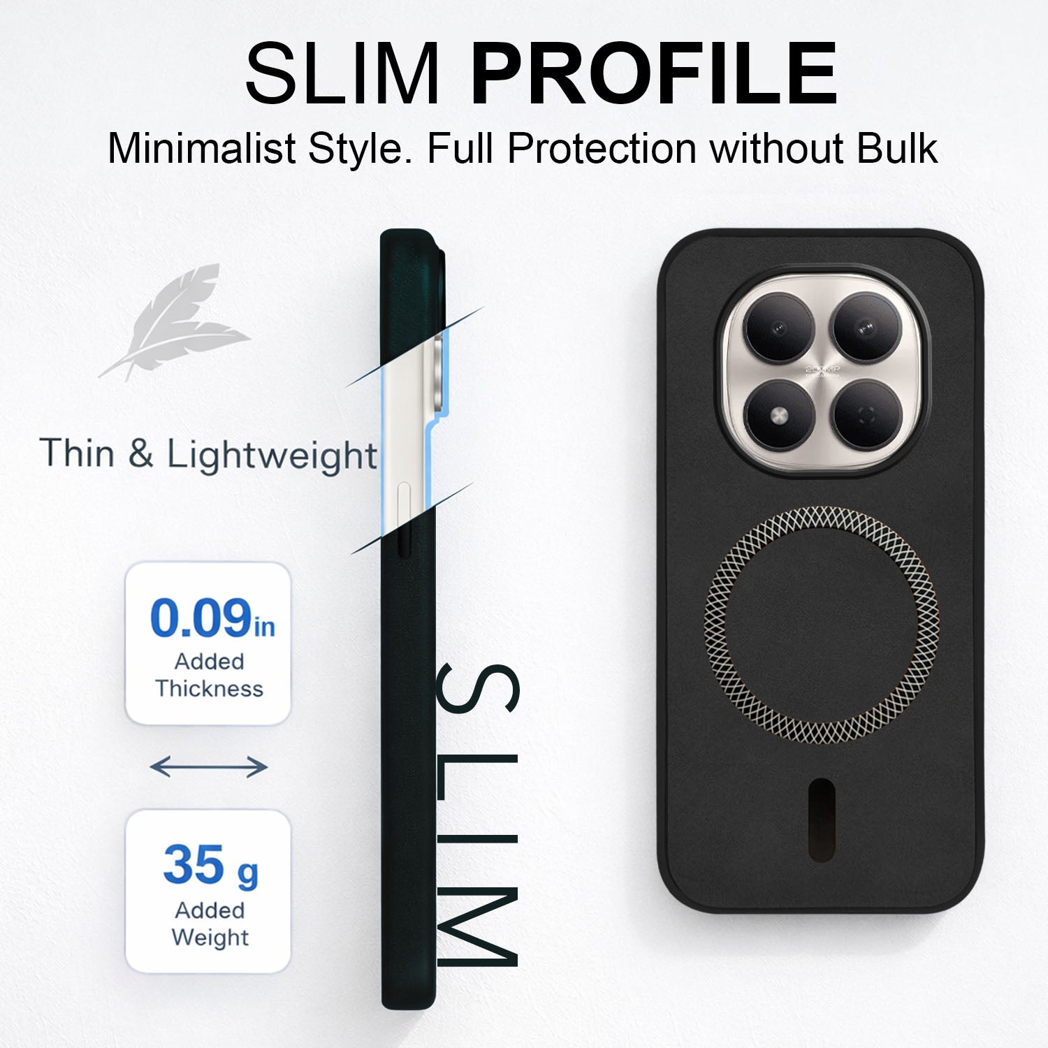 For Xiaomi Redmi Note 15 Pro 5G Back Cover Case Leather Finish (MagSafe Compatible Wireless Charging | Soft Touch | Camera Bump Protection)