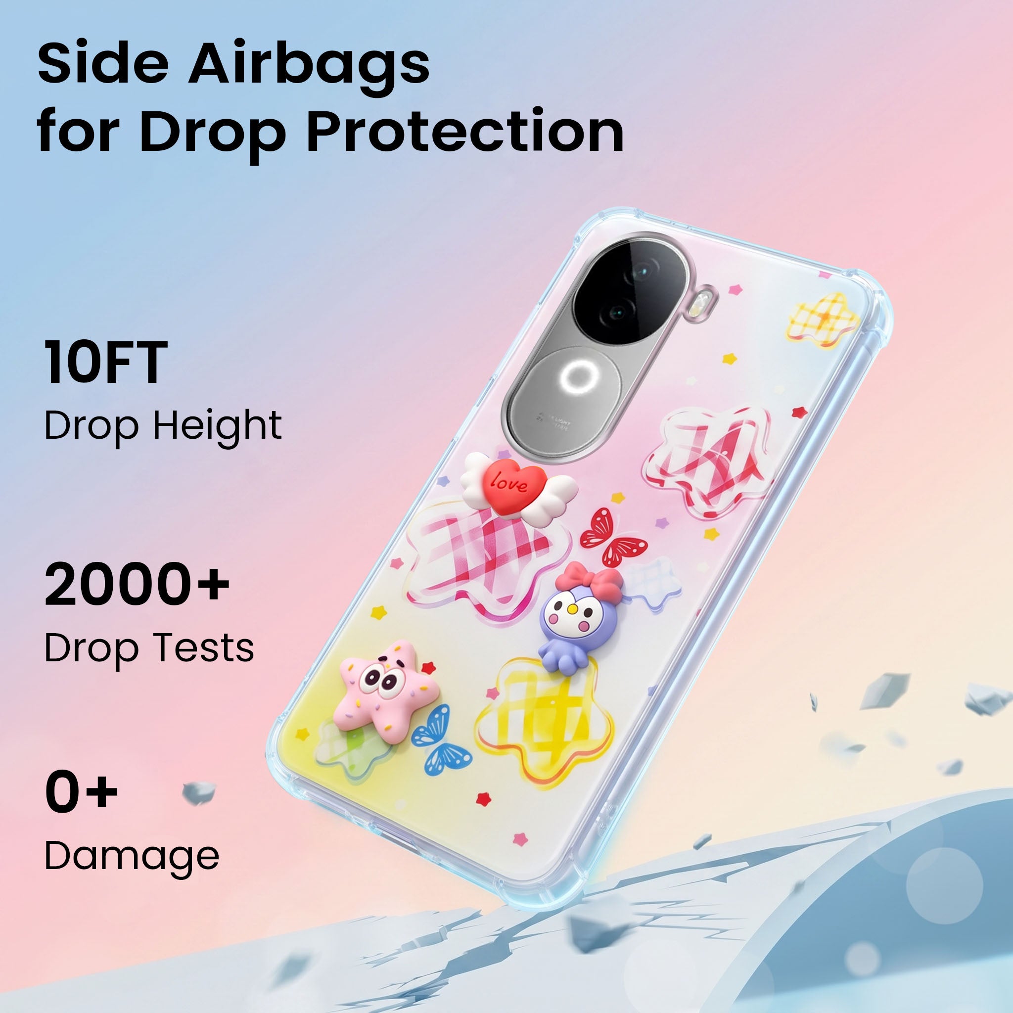 For Vivo iQOO Z9s Back Cover Case (3D Cute Cartoons | Hard Back Side Soft | Matte Premium Finish | HD Printing)