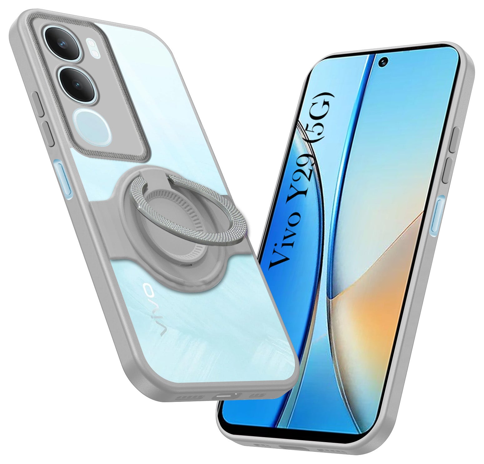 For Vivo Y29 Back Cover Case with stand (Built-in Ring Holder Kickstand | Lifetime Anti Yellow | Camera Protection)
