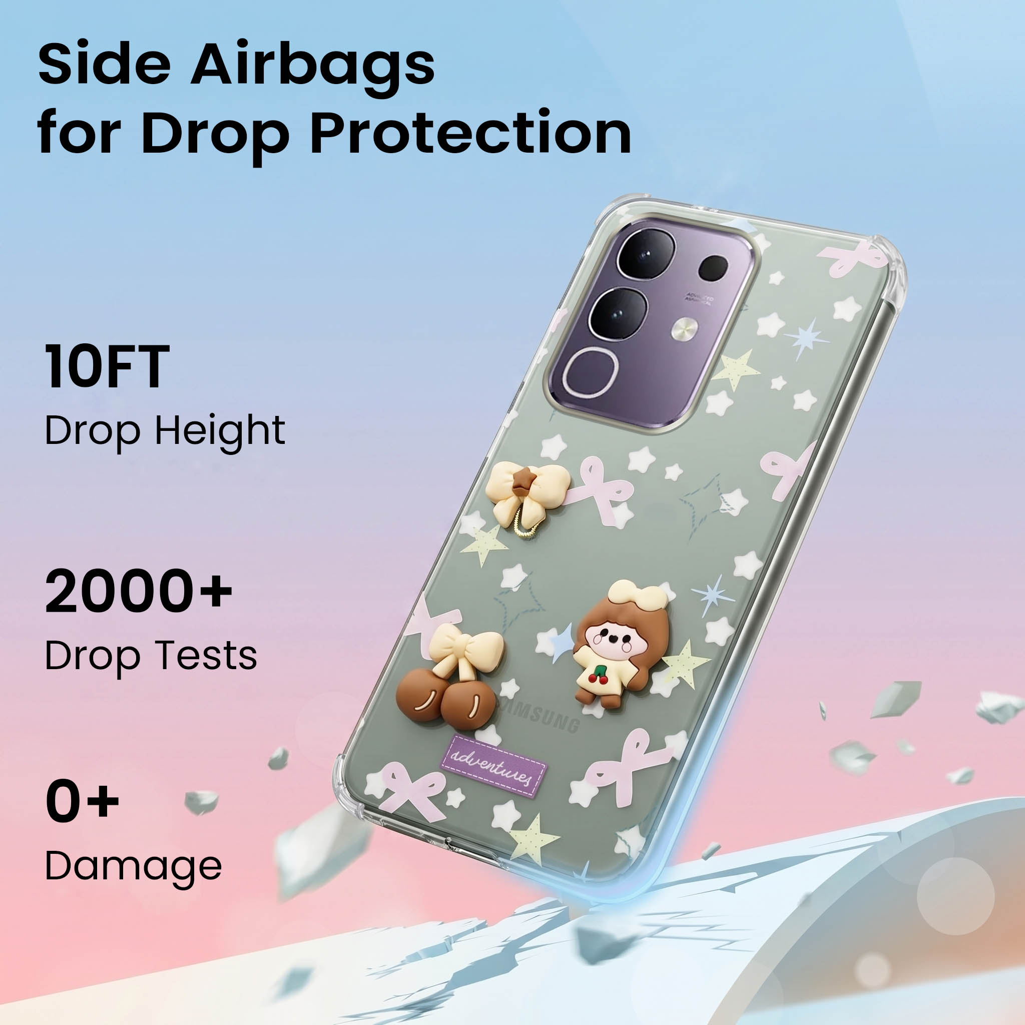 For Vivo T4x | Vivo Y31 Pro Back Cover Case (3D Cute Cartoons | Hard Back Side Soft | Matte Premium Finish | HD Printing)