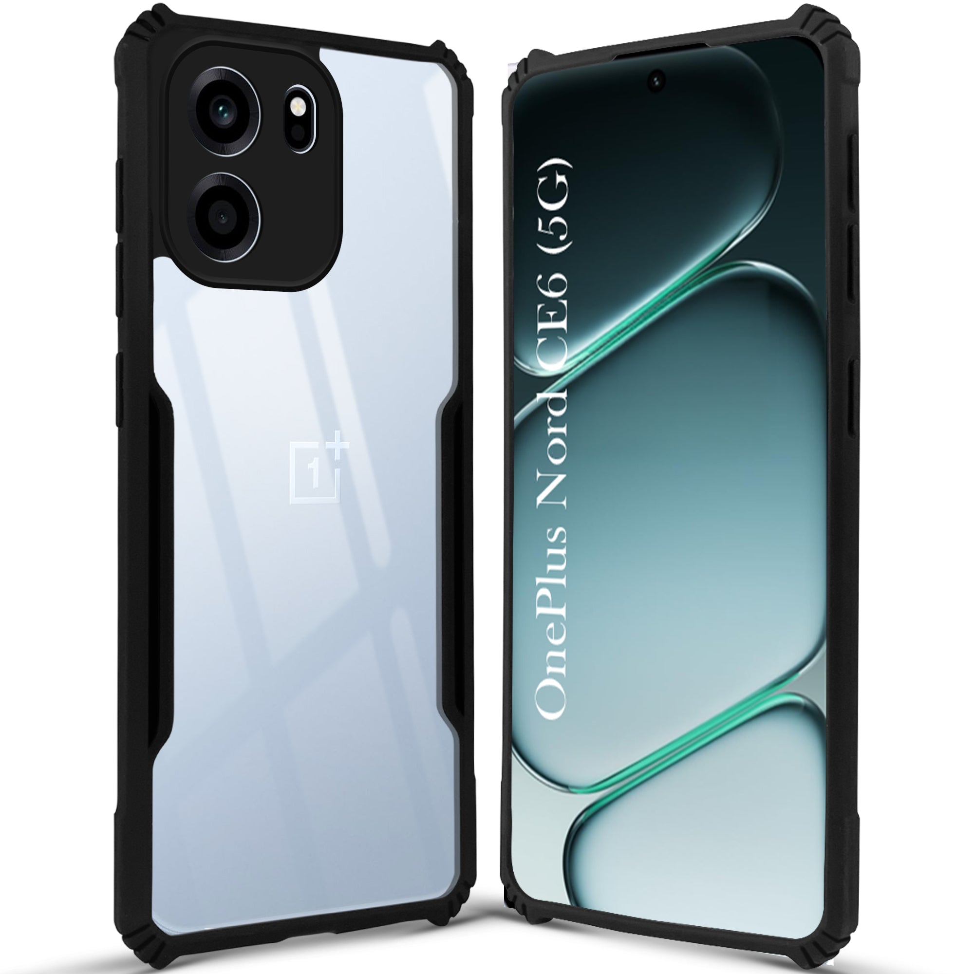 For Oneplus Nord CE 6 Back Cover Case Hybrid (Shockproof with Polycarbonate Clear Panel | Professional Black)
