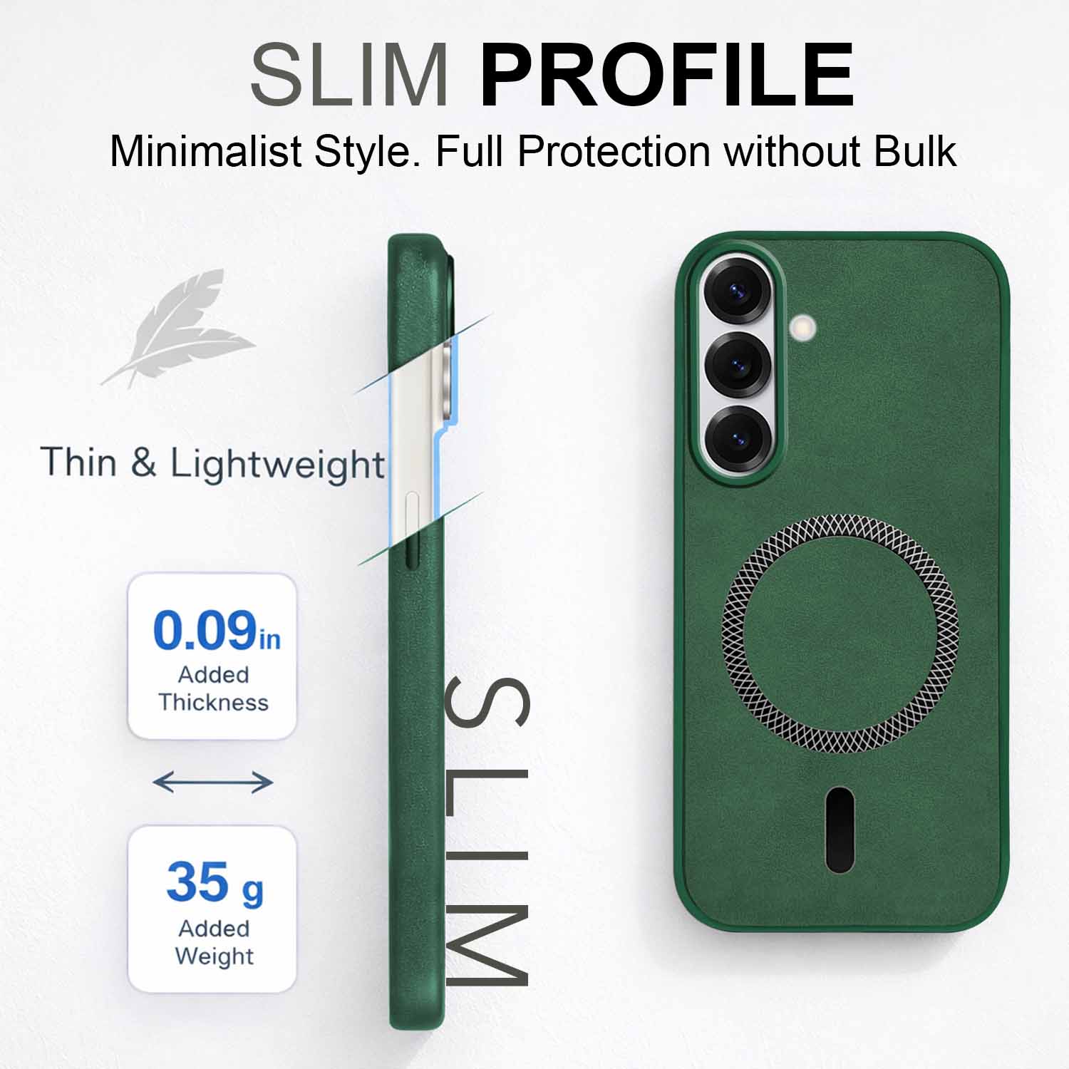 For Samsung Galaxy S25 Back Cover Case (Sleek Leather Finish | MagSafe Compatible Wireless Charging | Camera Bump Protection)