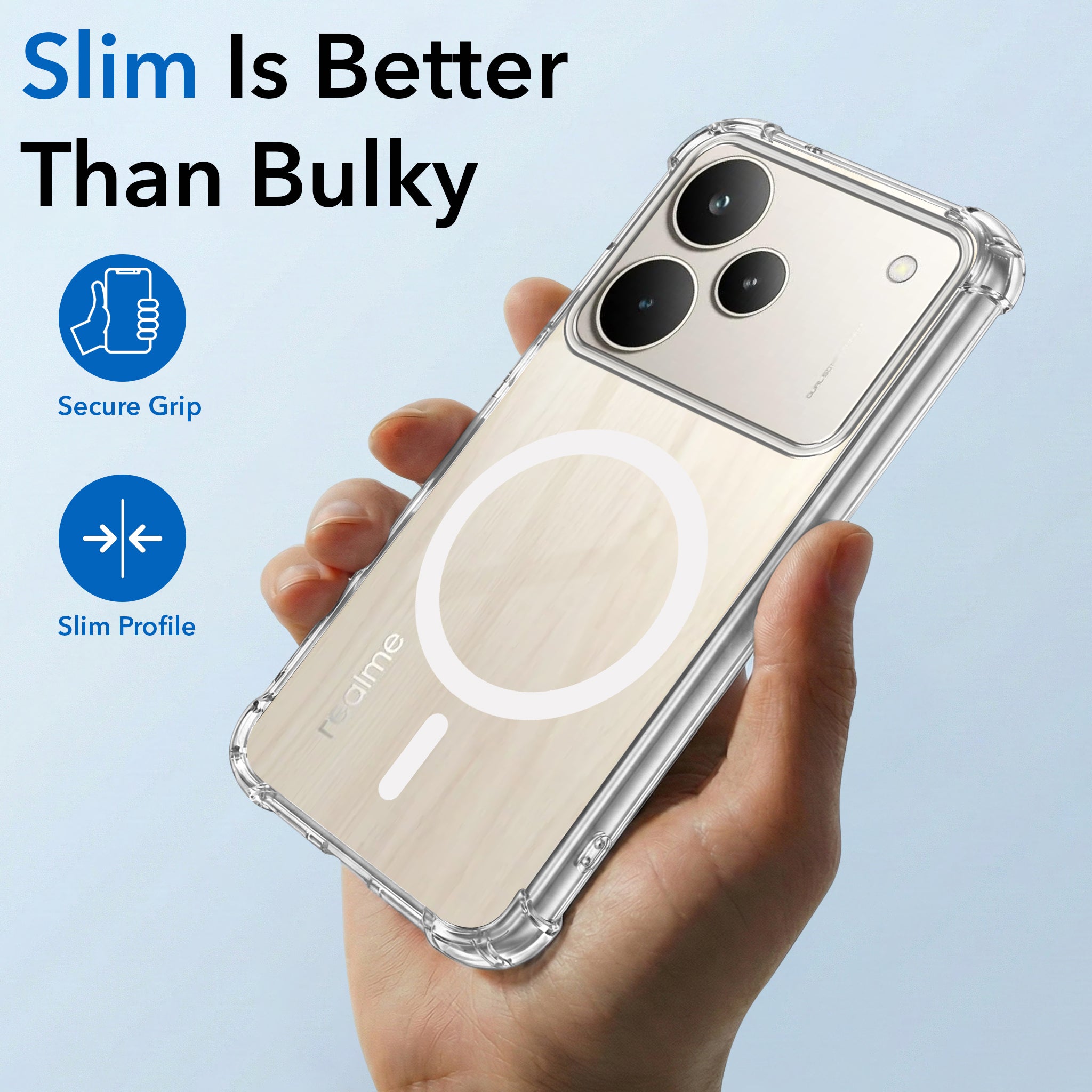 For Realme P4 Back Cover Shockproof Crystal-Clear (Magsafe Wireless Support | Drop & Camera Protection | Hard Polycarbonate)