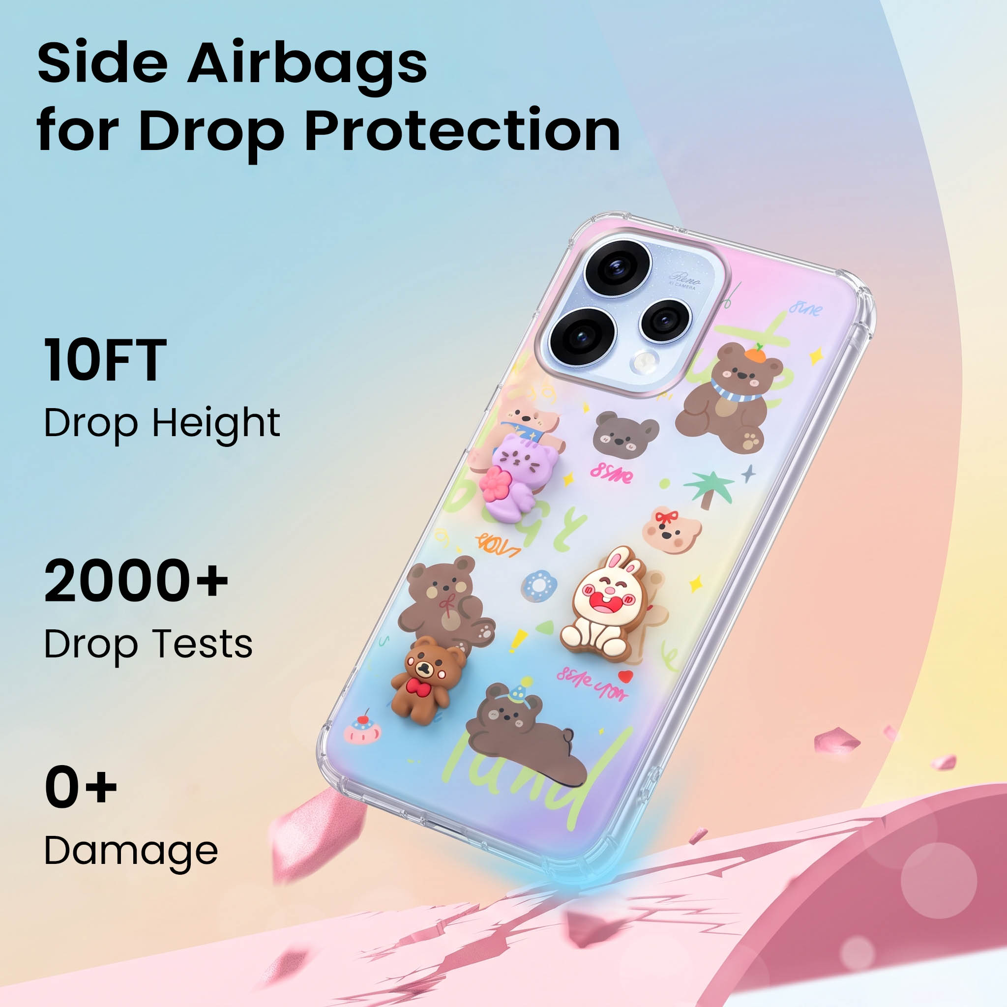 For Oppo Reno15 5G | Oppo Reno 15 5G Back Cover Case (3D Cute Cartoons | Hard Back Side Soft | Matte Premium Finish | HD Printing)