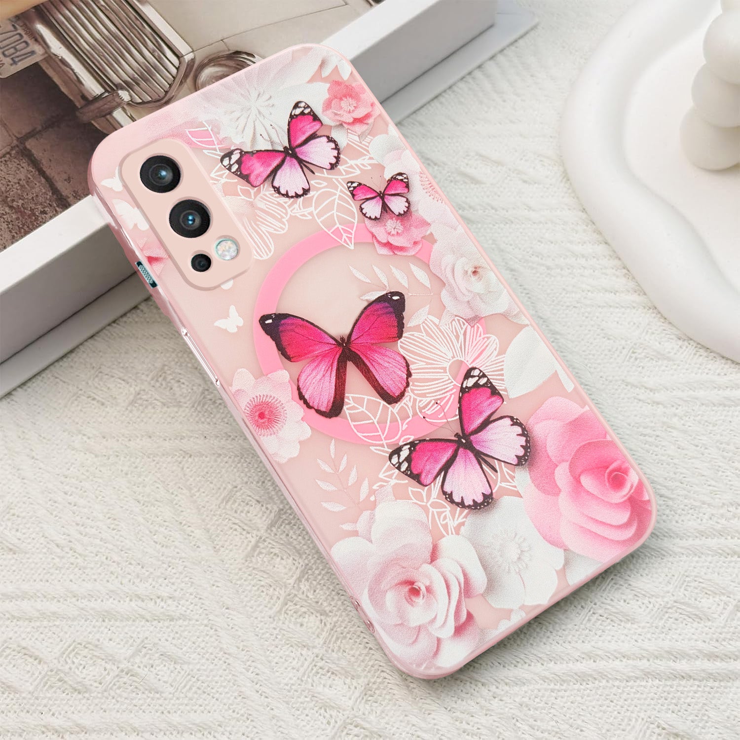 For OnePlus Nord 2 Back Cover Case (Cute Floral Design | Flower Print for Girls | MagSafe Compatible Wireless Charging)
