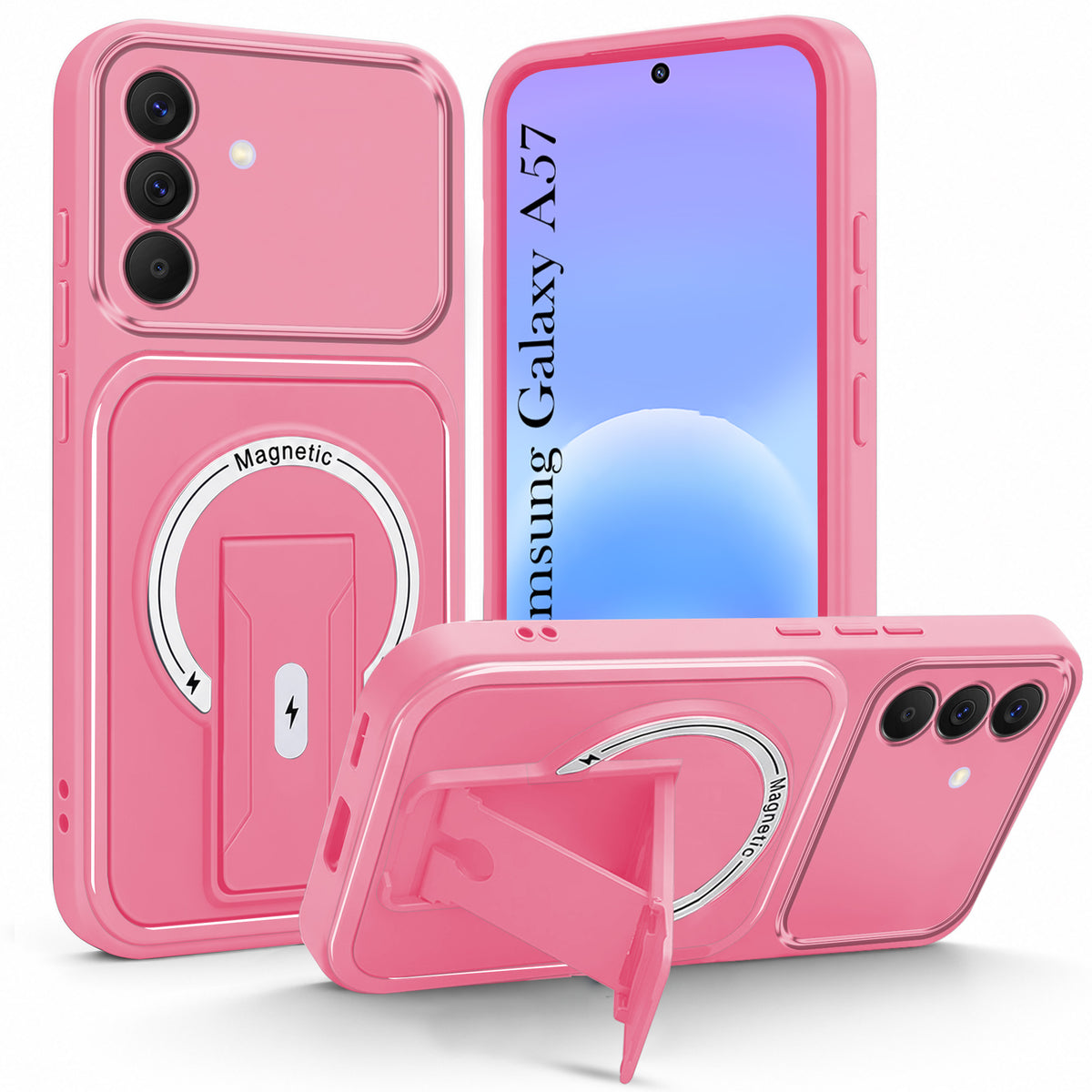 For Samsung Galaxy A57 5G Back Case Cover Metallic (Hybrid Armor Kickstand | MagSafe Compatible | Camera Protection Shockproof)