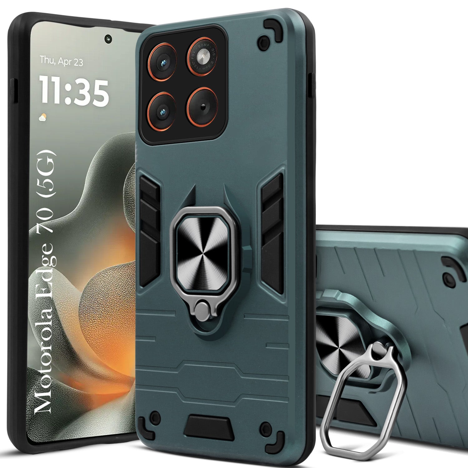 For Motorola Moto Edge 70 Back Cover Case Hybrid Armor (Shockproof Dual Layer Polycarbonate |Ring Holder Kickstand)