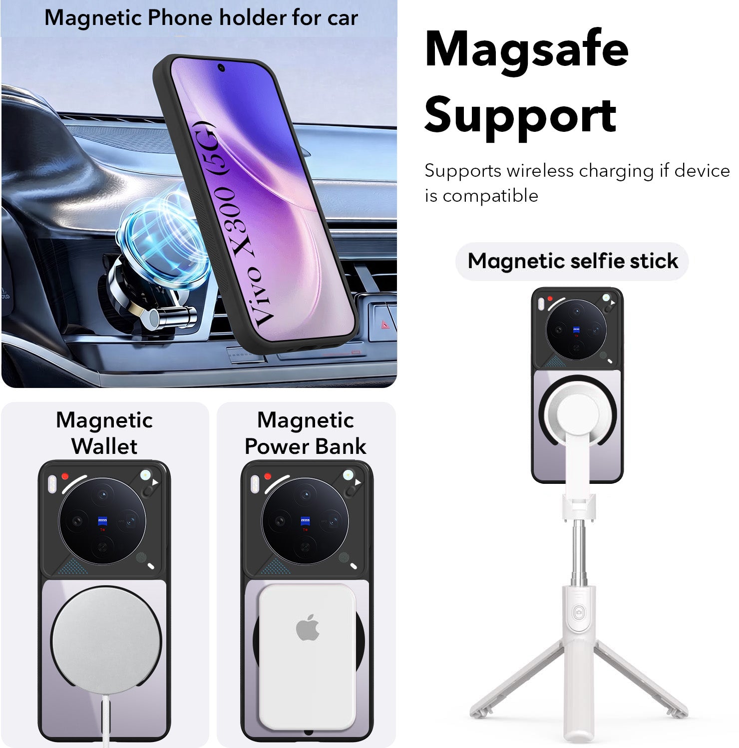 For Vivo X300 5G Back Cover Case Lifetime Anti-Yellow Clear (Camera Protection | Side Grip | Wireless MagSafe Compatible)