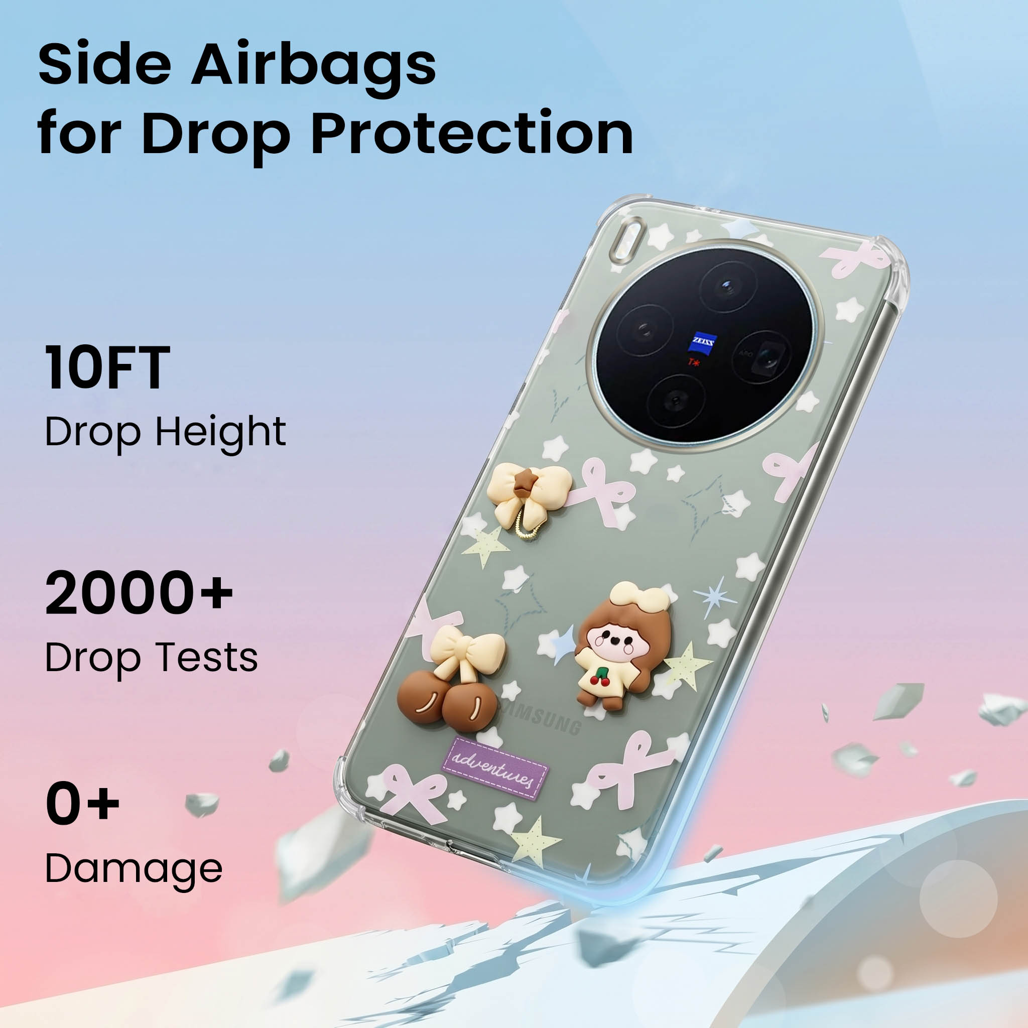 For Vivo X300 5G Back Cover Case (3D Cute Cartoons | Hard Back Side Soft | Matte Premium Finish | HD Printing)
