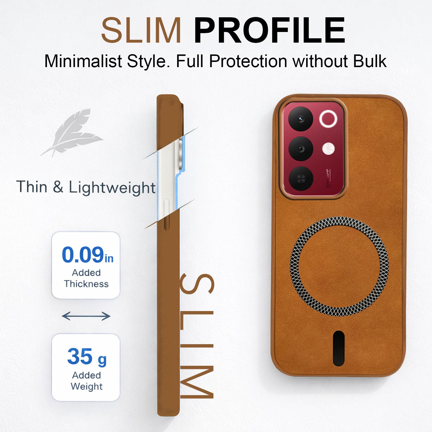 For Realme 15X Back Cover Case Leather Finish (MagSafe Compatible Wireless Charging | Soft Touch | Camera Bump Protection)