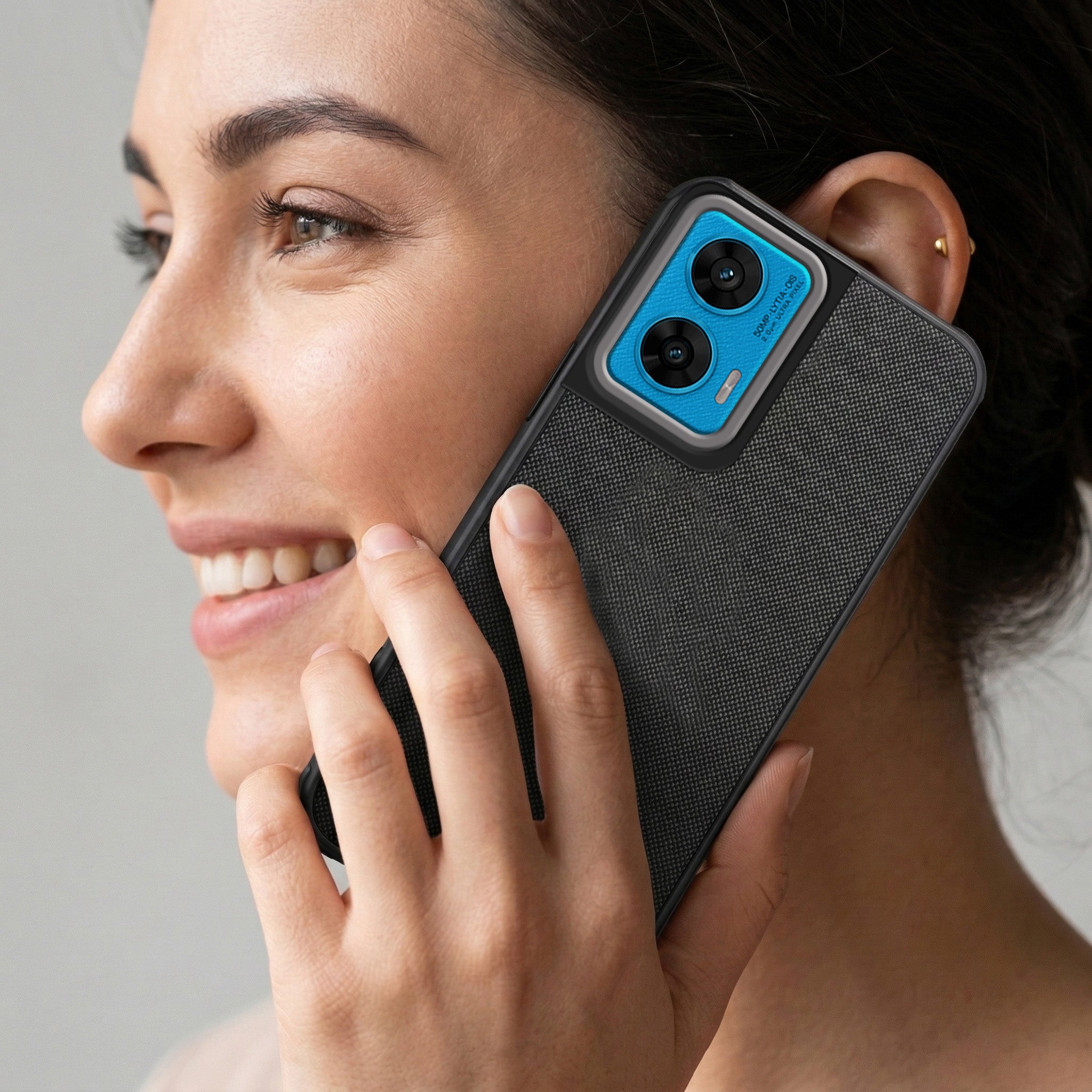For Motorola Moto G96 Combo with Back Cover and 9H Tempered Glass (Textured Grip Design | Micro-Fiber Cloth Inside | Oleophobic Coating Screen Glass)