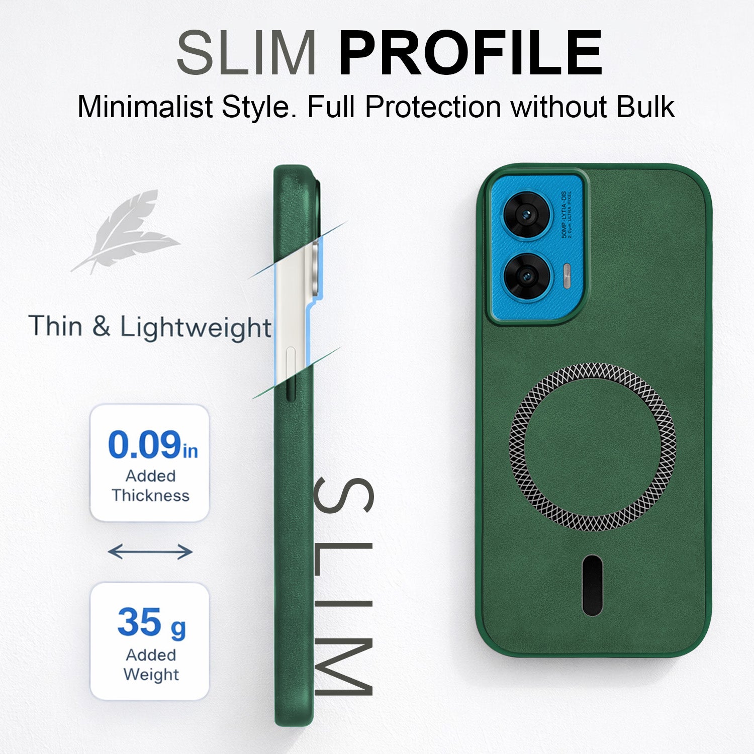 For Motorola Moto G96 Back Cover Case Leather Finish (MagSafe Compatible Wireless Charging | Soft Touch | Camera Bump Protection)