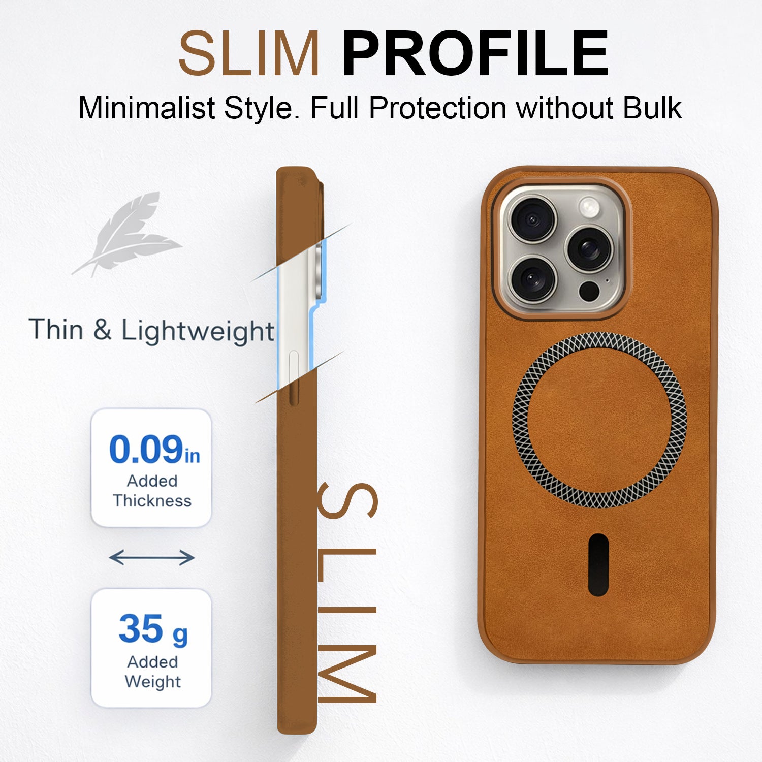 For Apple iPhone 15 Pro Max Back Cover Case (Sleek Leather Finish | MagSafe Compatible Wireless Charging | Camera Bump Protection)