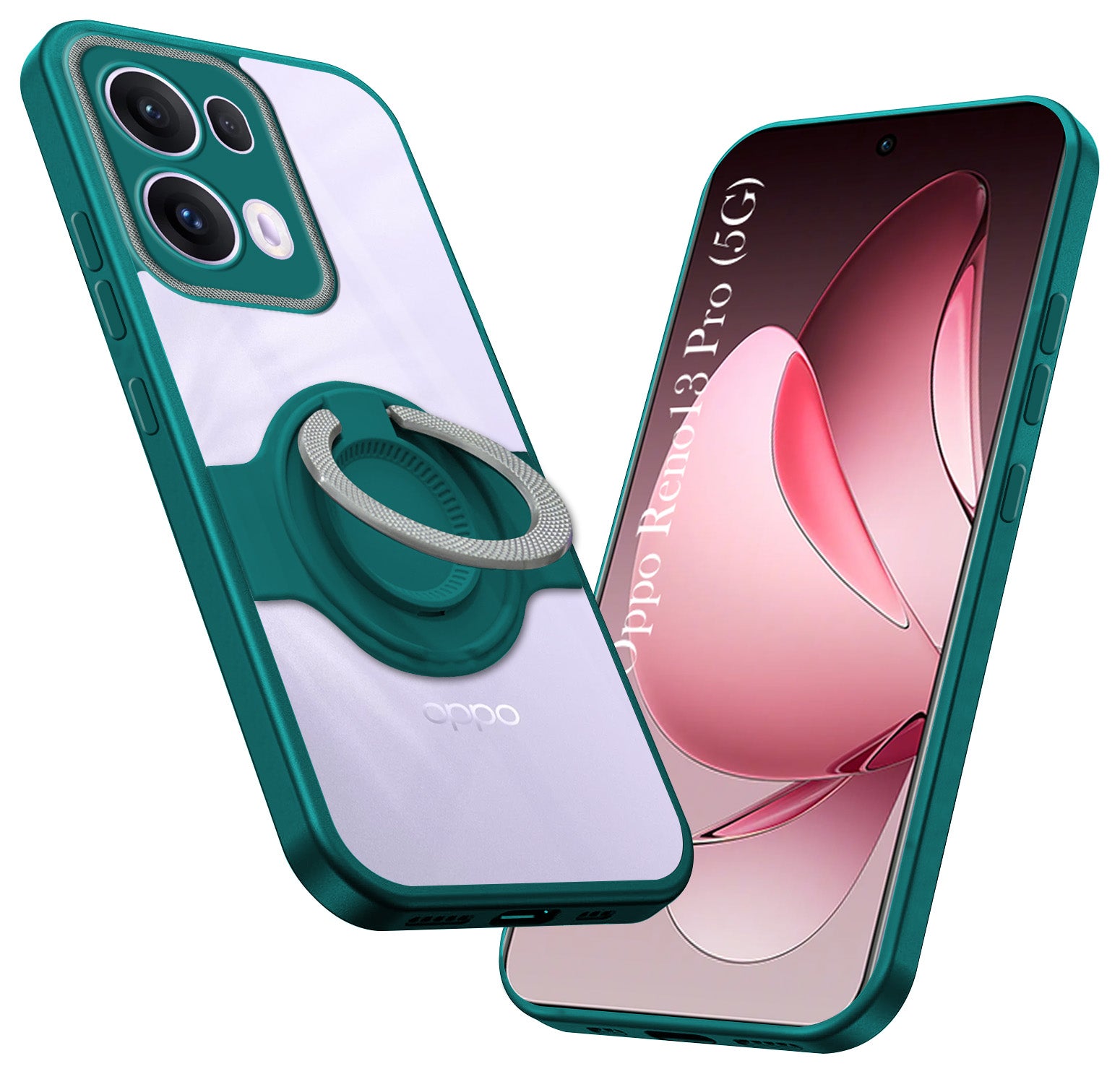 For Oppo Reno13 Pro 5G | Oppo Reno 13 Pro 5G Back Cover Case with stand (Built-in Ring Holder Kickstand | Lifetime Anti Yellow | Camera Protection)