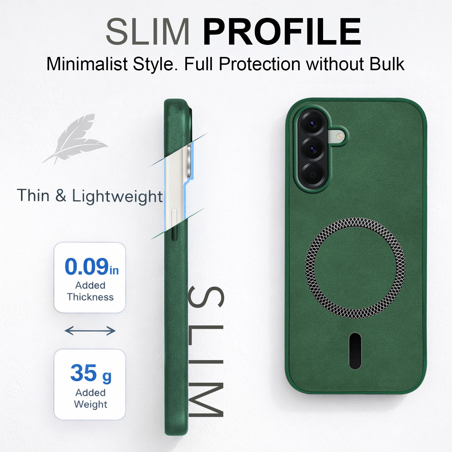 For Samsung Galaxy A56 Back Cover Case Leather Finish (MagSafe Compatible Wireless Charging | Soft Touch | Camera Bump Protection)