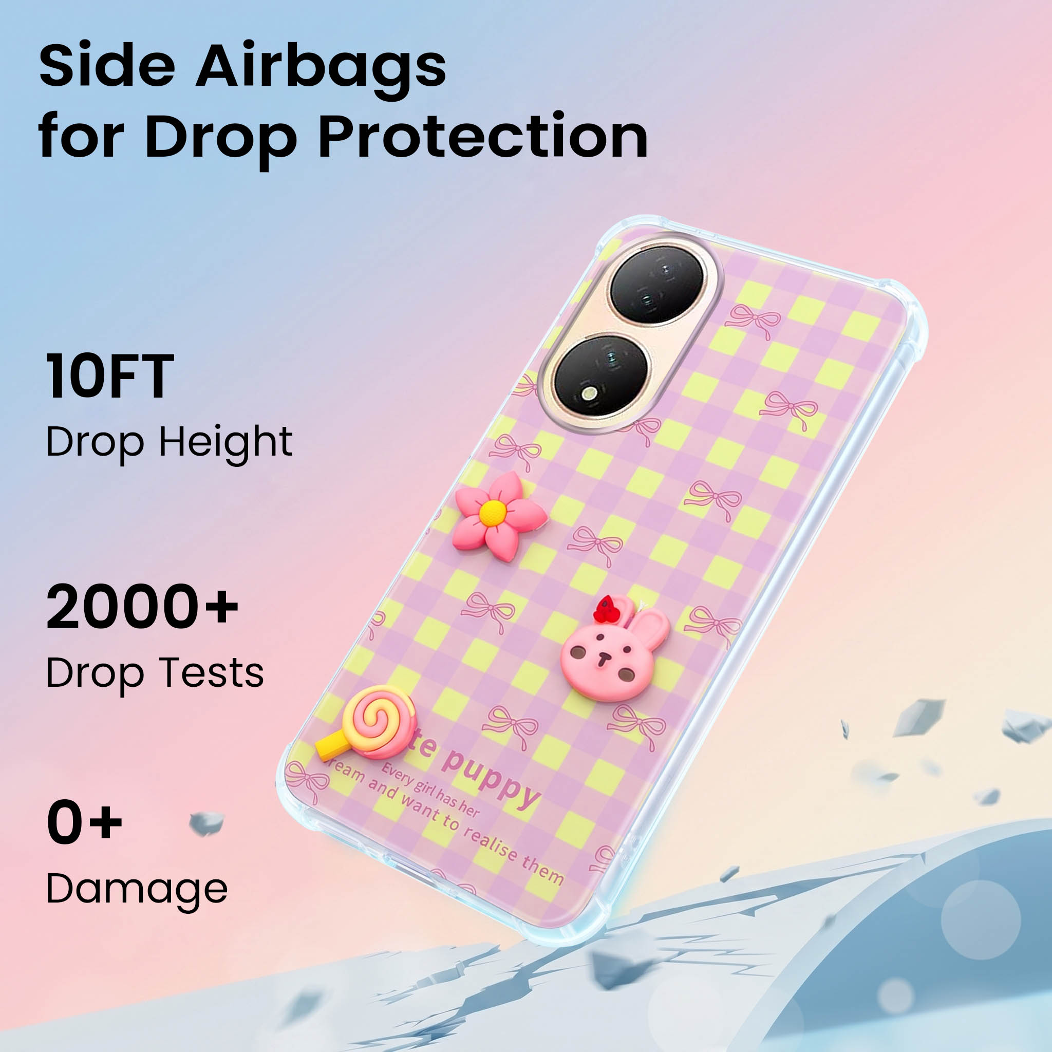 For Vivo Y100 Back Cover Case (3D Cute Cartoons | Hard Back Side Soft | Matte Premium Finish | HD Printing)