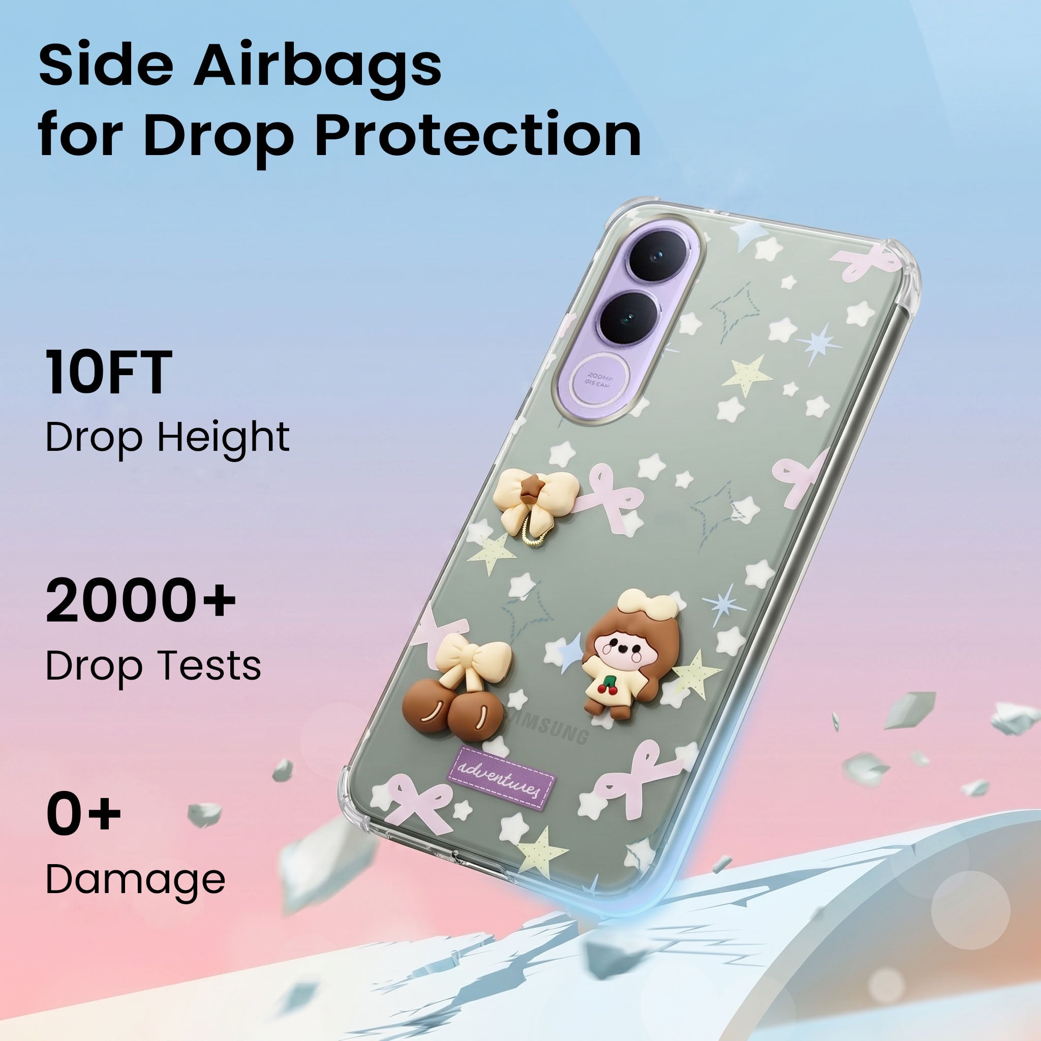 For Vivo V70 FE 5G Back Cover Case (3D Cute Cartoons | Hard Back Side Soft | Matte Premium Finish | HD Printing)