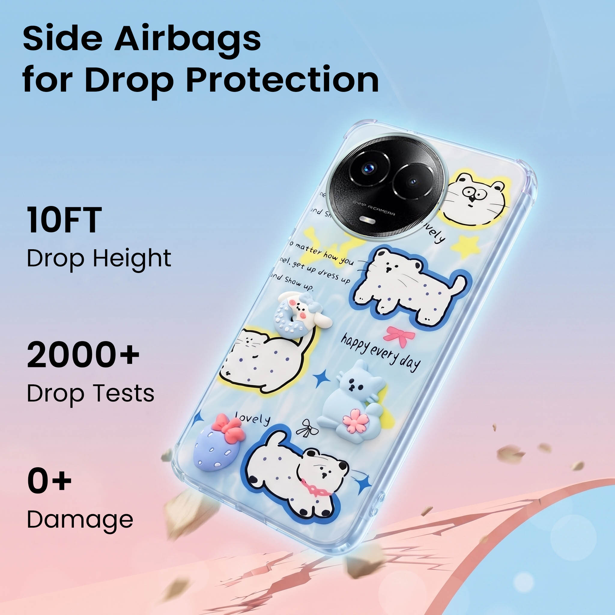 For Realme 11 5G | Realme 11x 5G Back Cover Case (3D Cute Cartoons | Hard Back Side Soft | Matte Premium Finish | HD Printing)