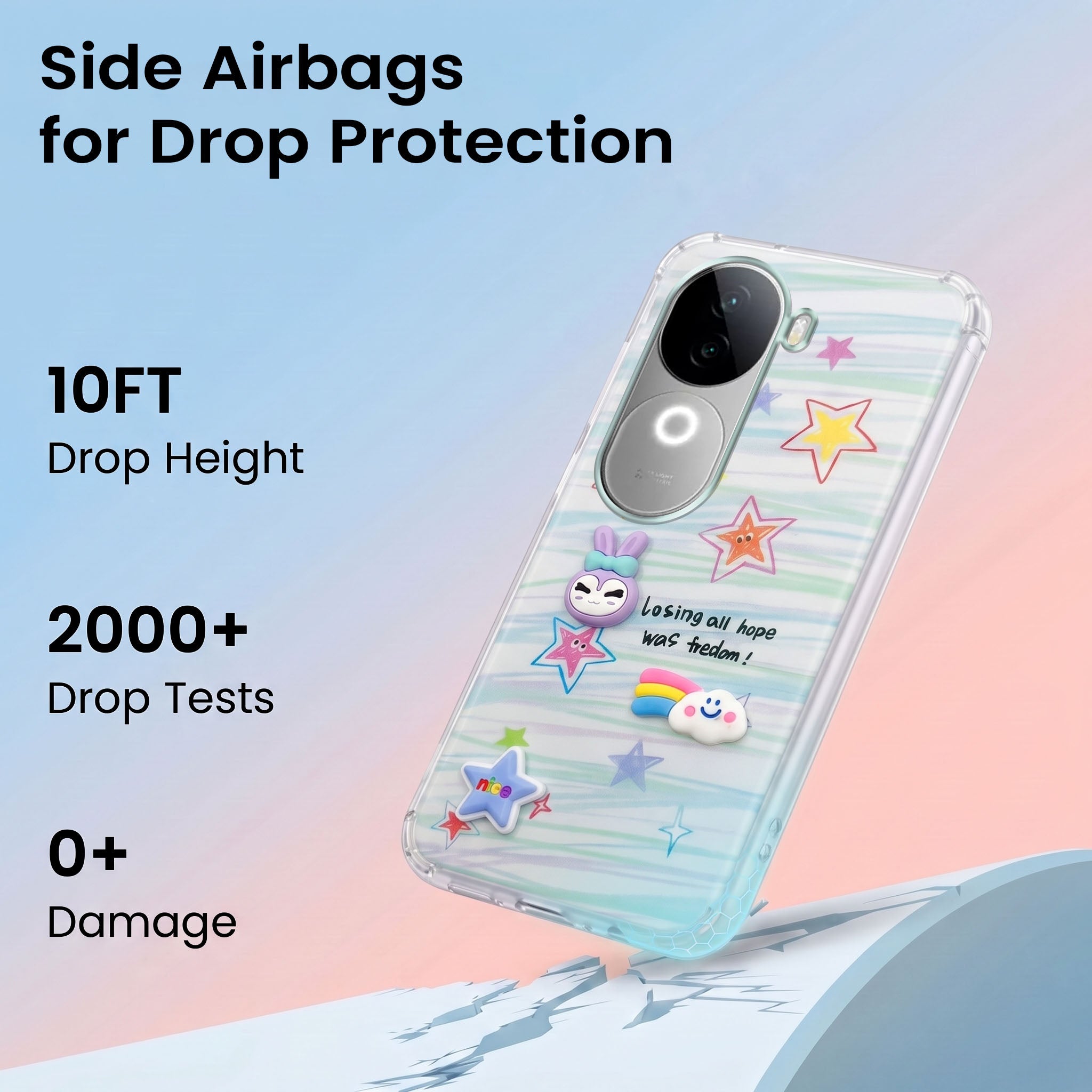 For Vivo iQOO Z9s Back Cover Case (3D Cute Cartoons | Hard Back Side Soft | Matte Premium Finish | HD Printing)