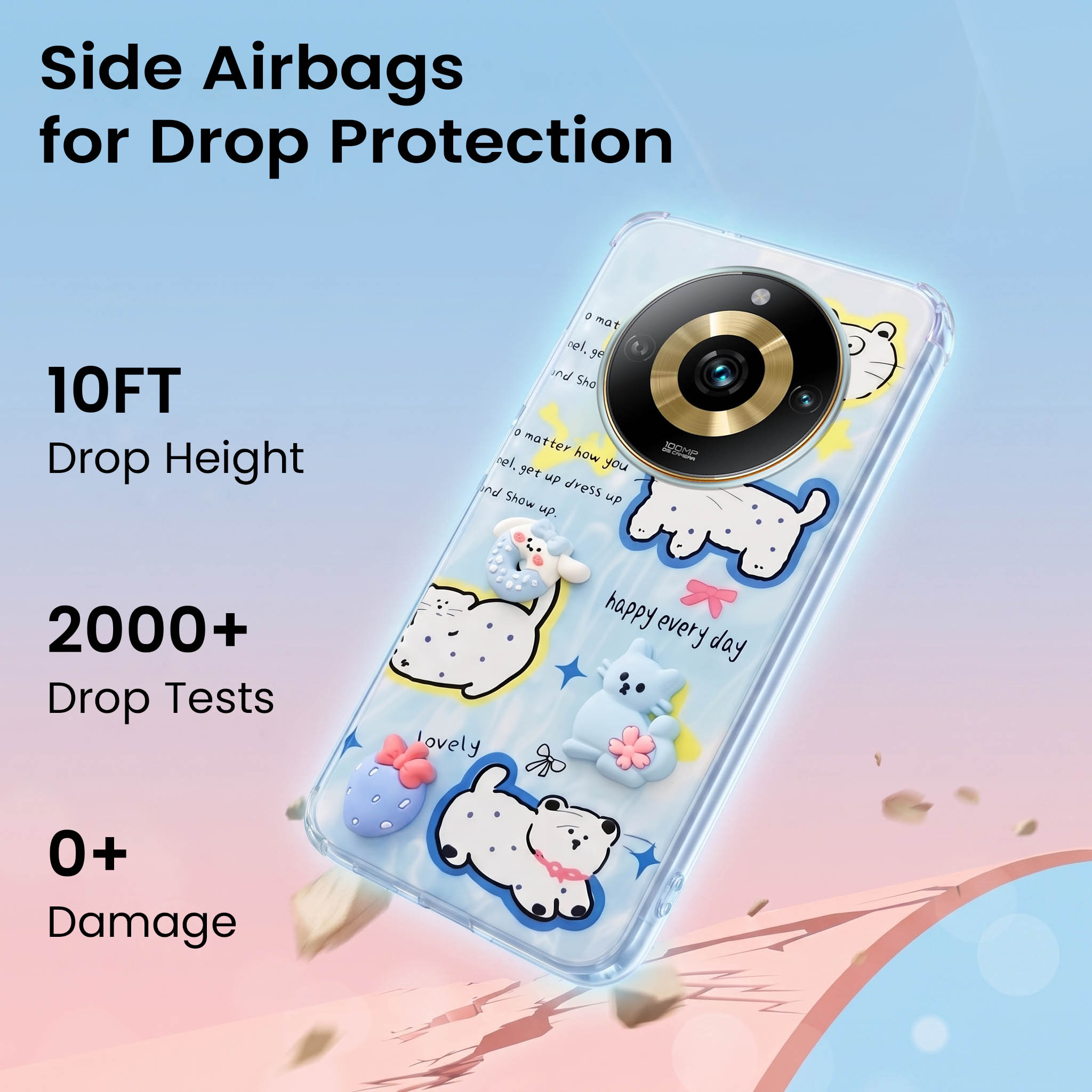 For Realme Narzo 60 Pro Back Cover Case (3D Cute Cartoons | Hard Back Side Soft | Matte Premium Finish | HD Printing)