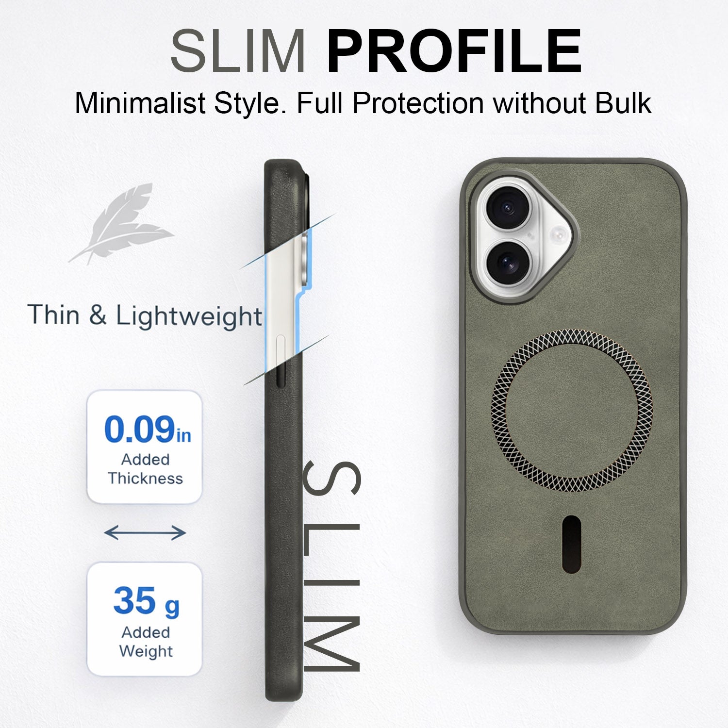 For Apple iPhone 16 Back Cover Case (Sleek Leather Finish | MagSafe Compatible Wireless Charging | Camera Bump Protection)