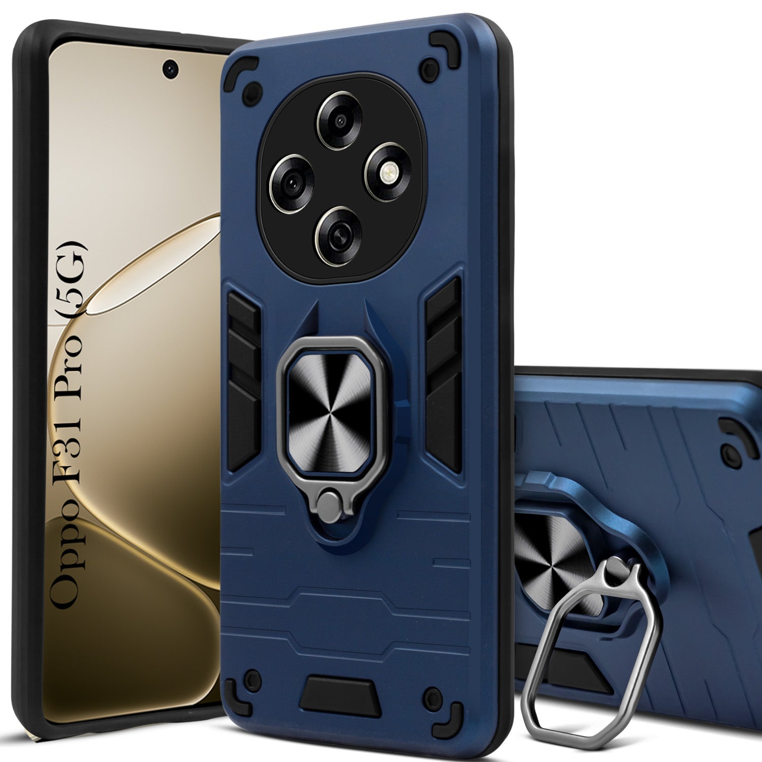 For Oppo F31 Pro Back Cover Case Hybrid Armor (Shockproof Dual Layer Polycarbonate |Ring Holder Kickstand)