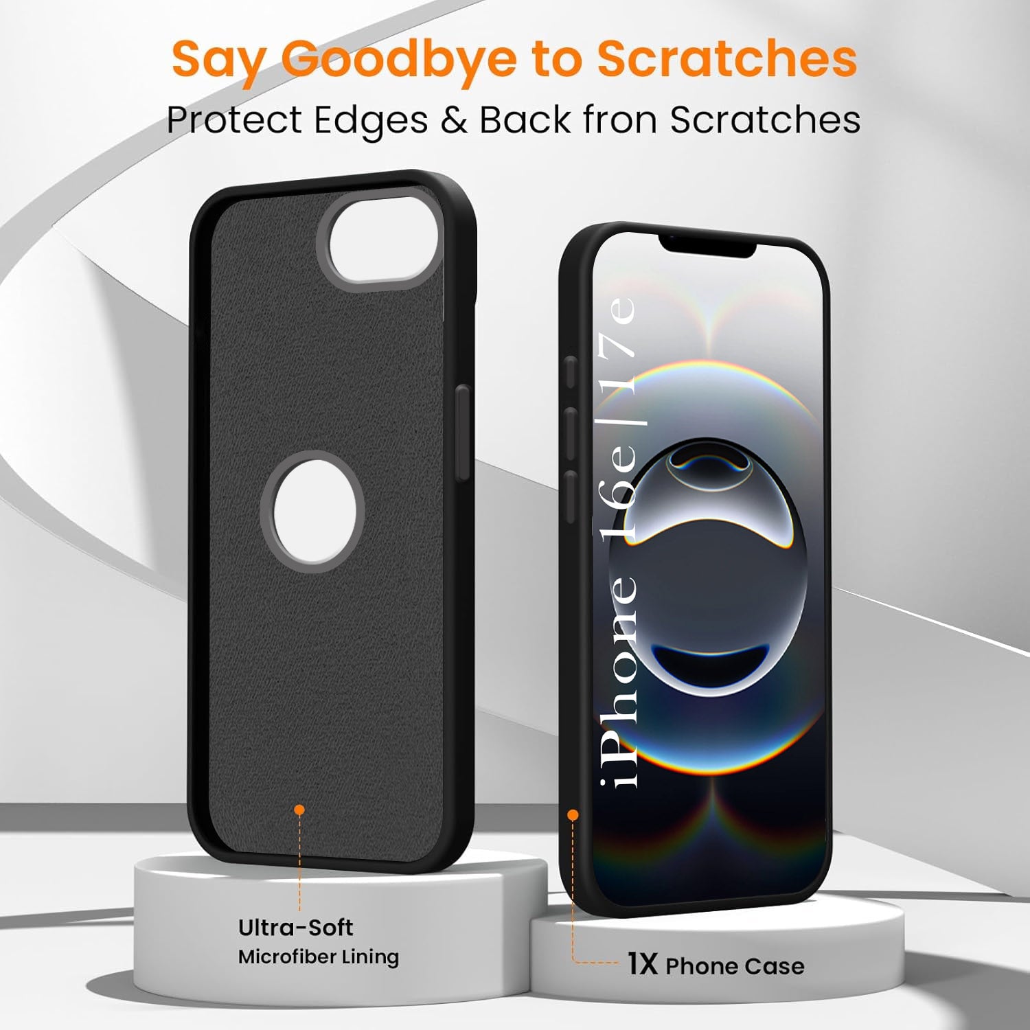 For Apple iPhone 16e | iPhone 17e Back Cover Case (Textured Grip Design | Micro-Fiber Cloth Inside | Slim and Light Weight | Soft Touch and Feel | Black)