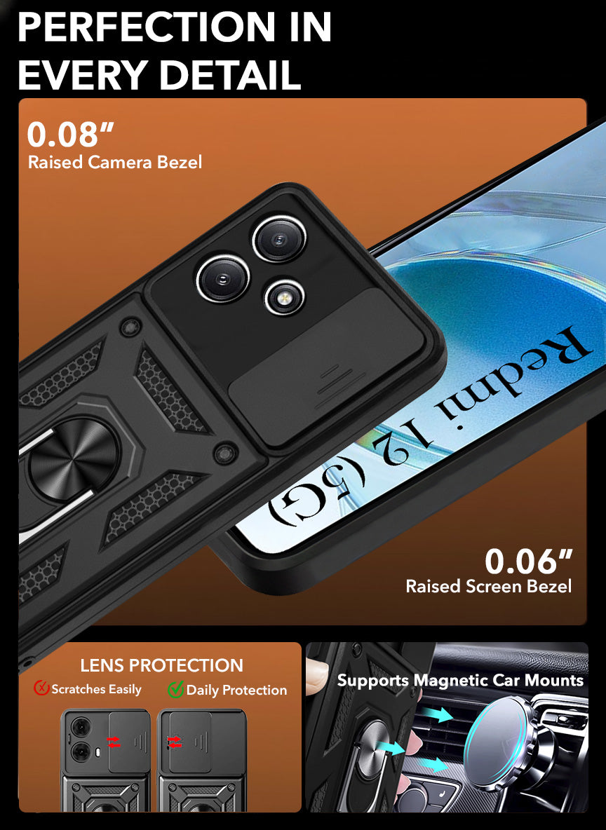 For Redmi 12 5G Back Cover Case (Hybrid Dual Armor Polycarbonate)