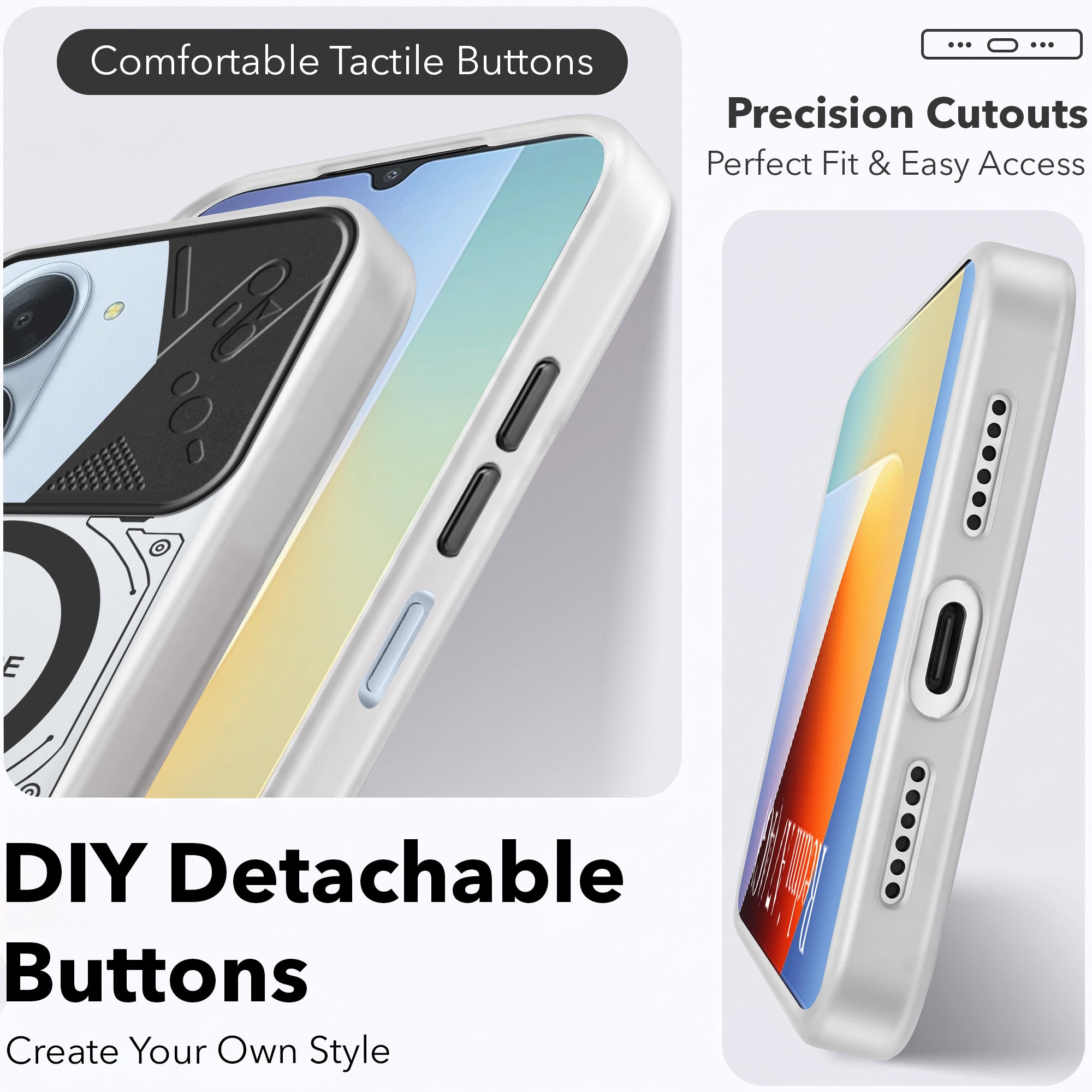 For Redmi A7 4G Metallic Back Cover Case (Metallic Camera Protection & Buttons | Translucent Milky Shade | Hard Polycarbonate)