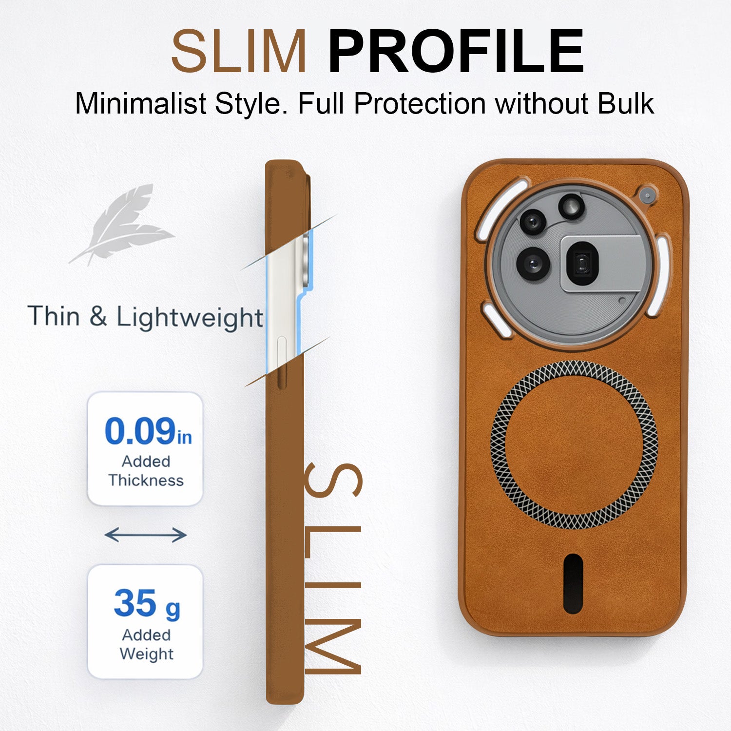 For Nothing Phone 3A Pro 5G Back Cover Case Leather Finish (MagSafe Compatible Wireless Charging | Soft Touch | Camera Bump Protection)