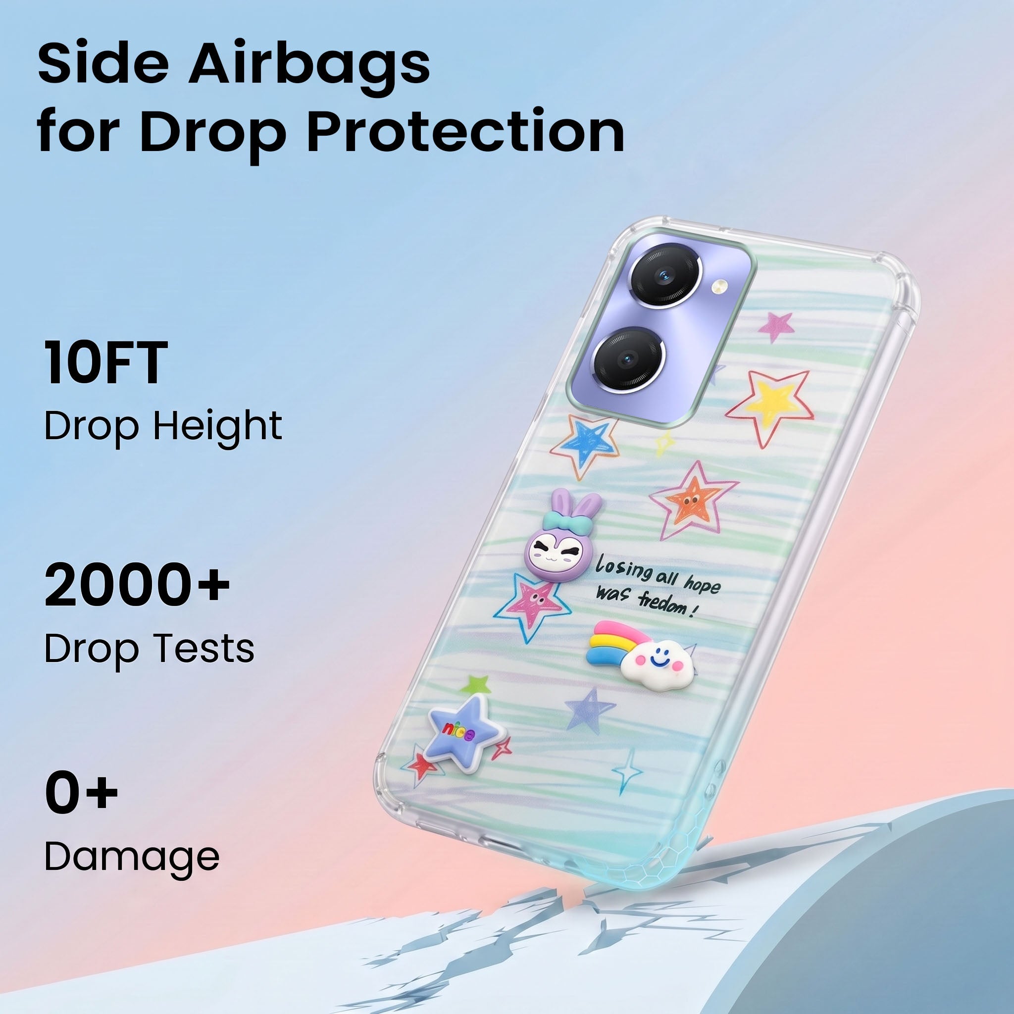 For Vivo Y28s 5G | Vivo T3 Lite 5G Back Cover Case (3D Cute Cartoons | Hard Back Side Soft | Matte Premium Finish | HD Printing)