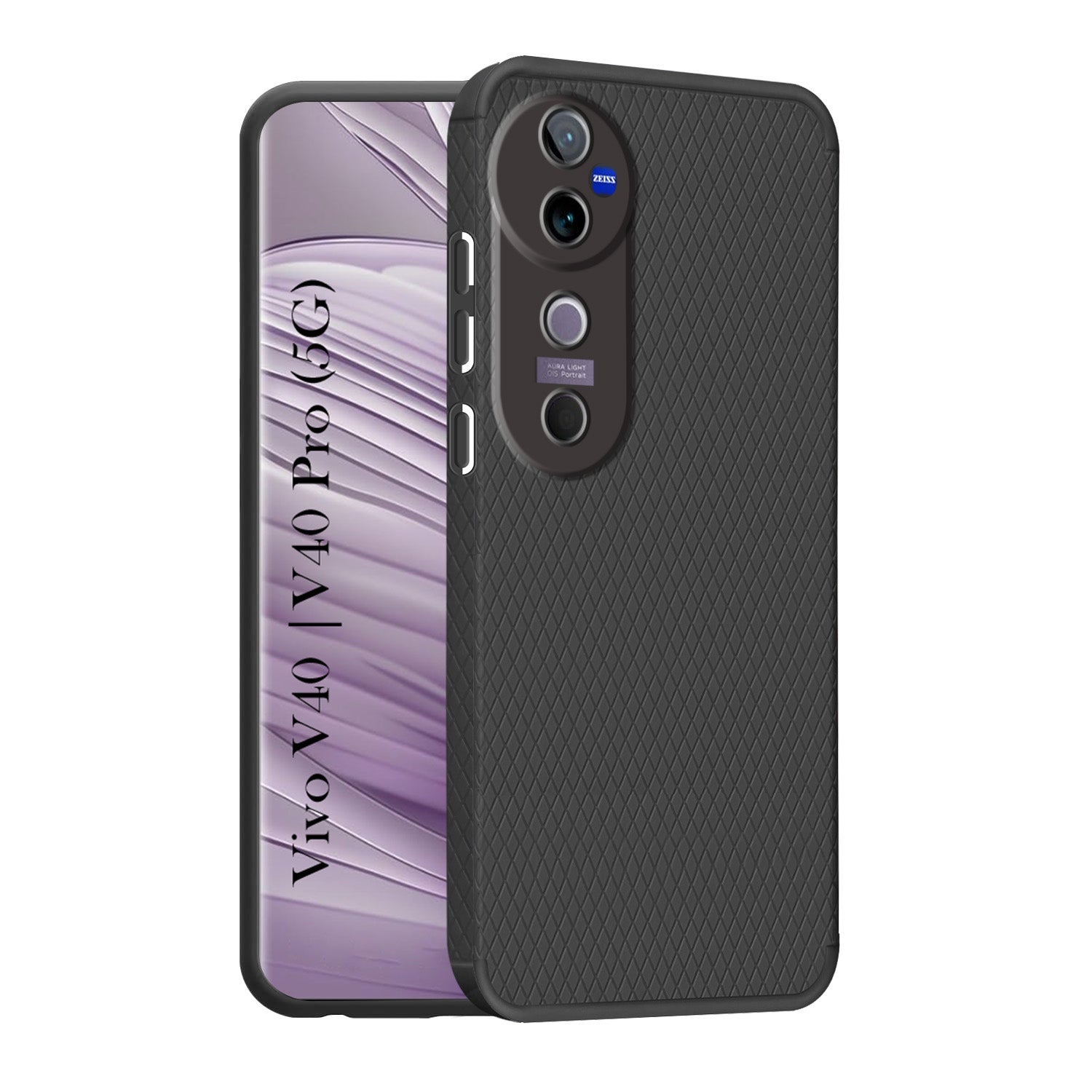 For Vivo V40 | Vivo V40 Pro 5G Back Cover Case ( Textured Design | Side Grip | Camera Protection)