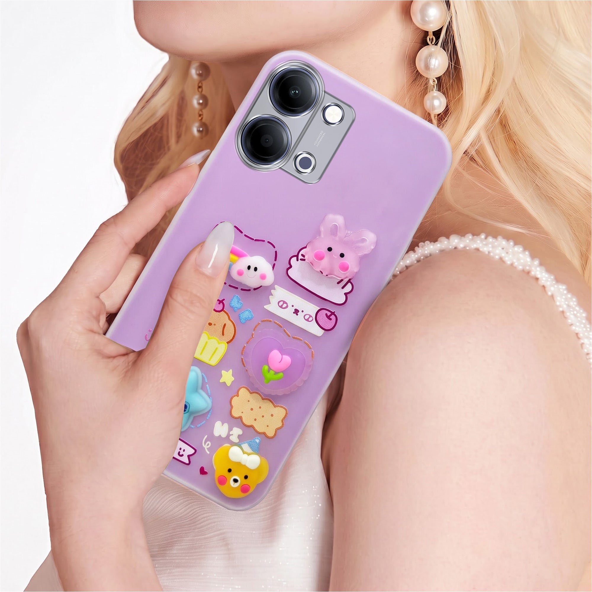 For Vivo Y05 4G | Vivo T5 Lite 5G Back Cover Case (3D Cute Cartoons | Hard Back Side Soft | Matte Premium Finish | HD Printing)