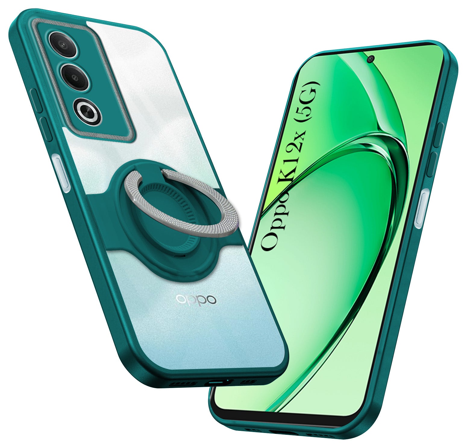 For Oppo K12x 5G Back Cover Case with stand (Built-in Ring Holder Kickstand | Lifetime Anti Yellow | Camera Protection)
