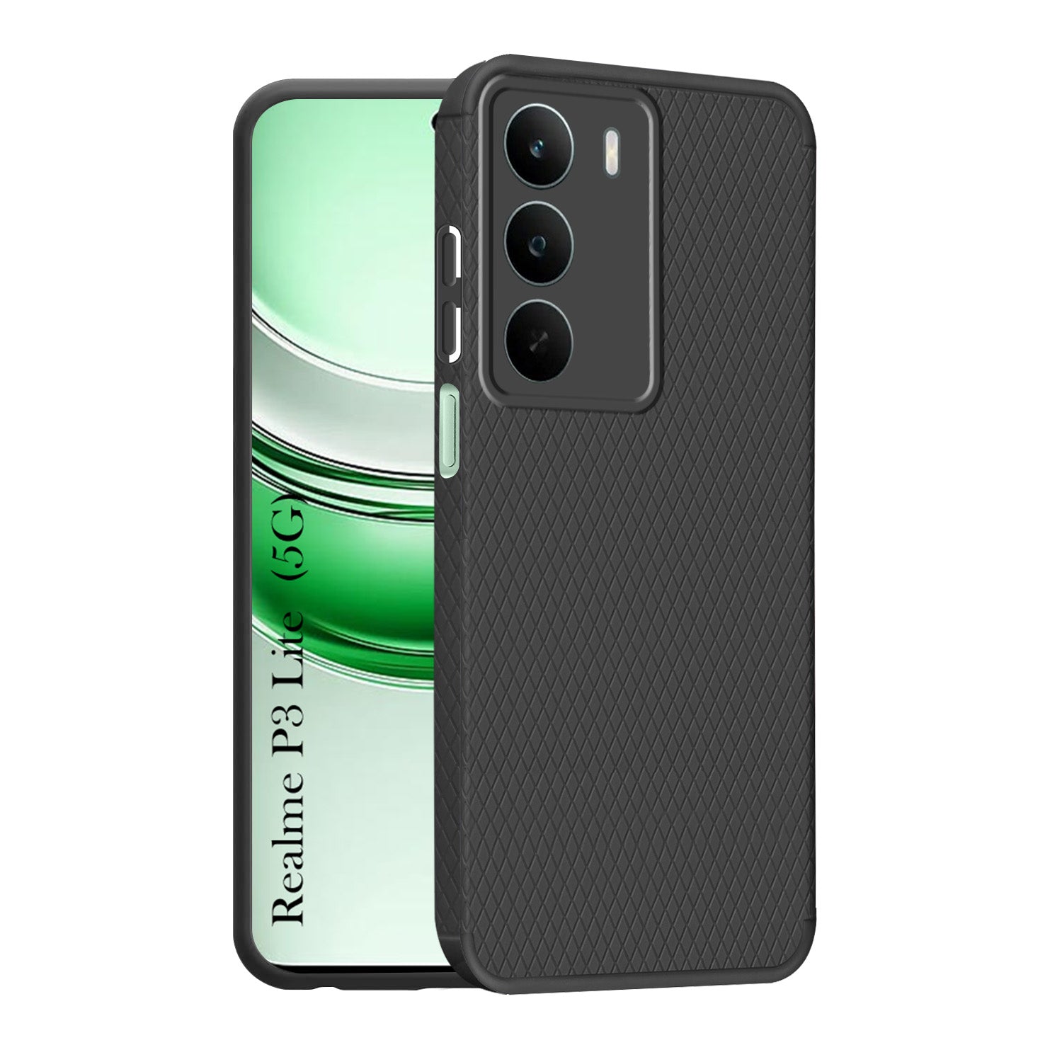 For Realme P3 Lite Back Cover Case (Camera Protection | Side Grip Texture | Soft and Flexible)