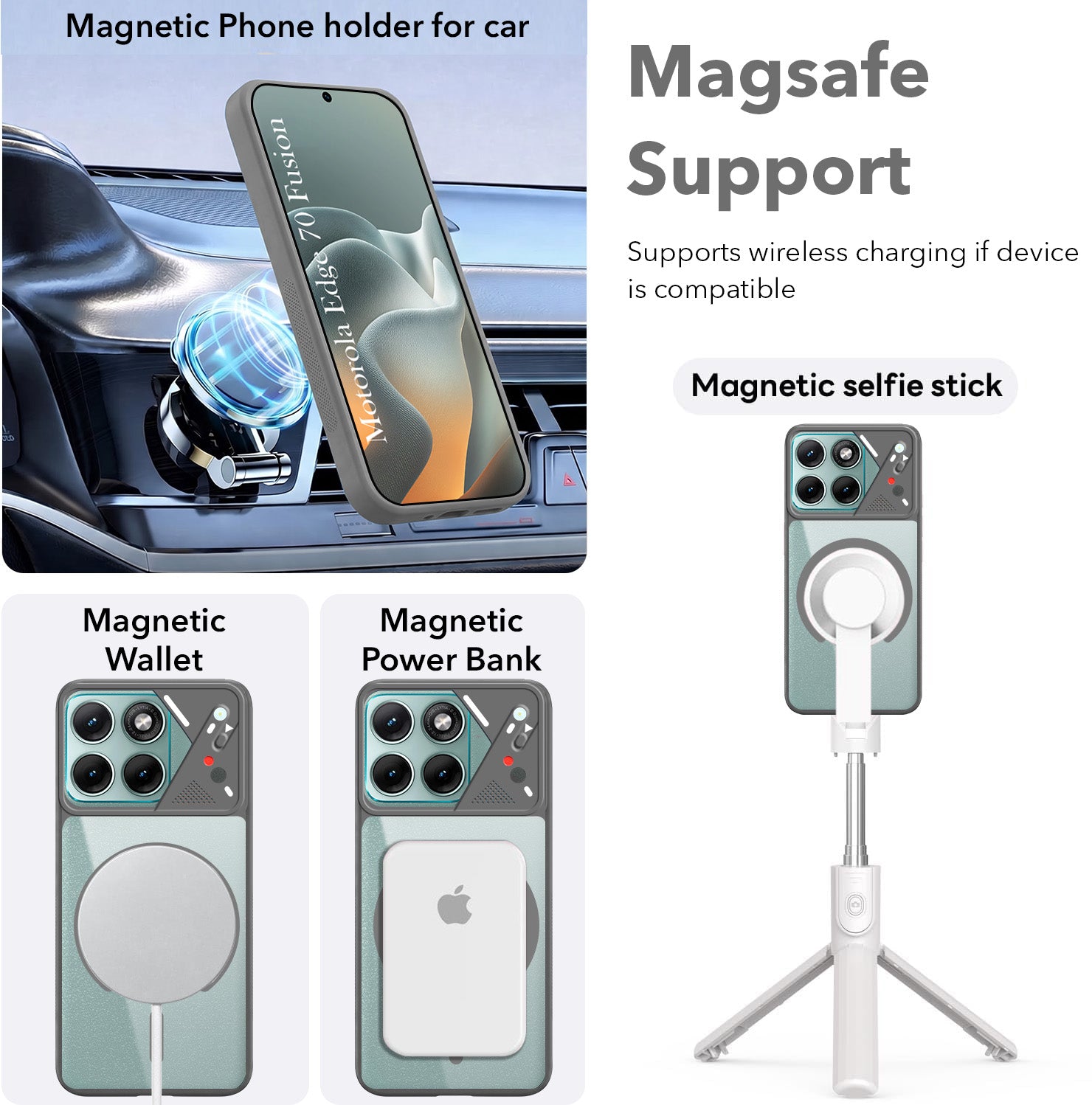 For Motorola Moto Edge 70 Fusion Back Cover Case Lifetime Anti-Yellow Clear (Camera Protection | Side Grip | Wireless MagSafe Compatible)
