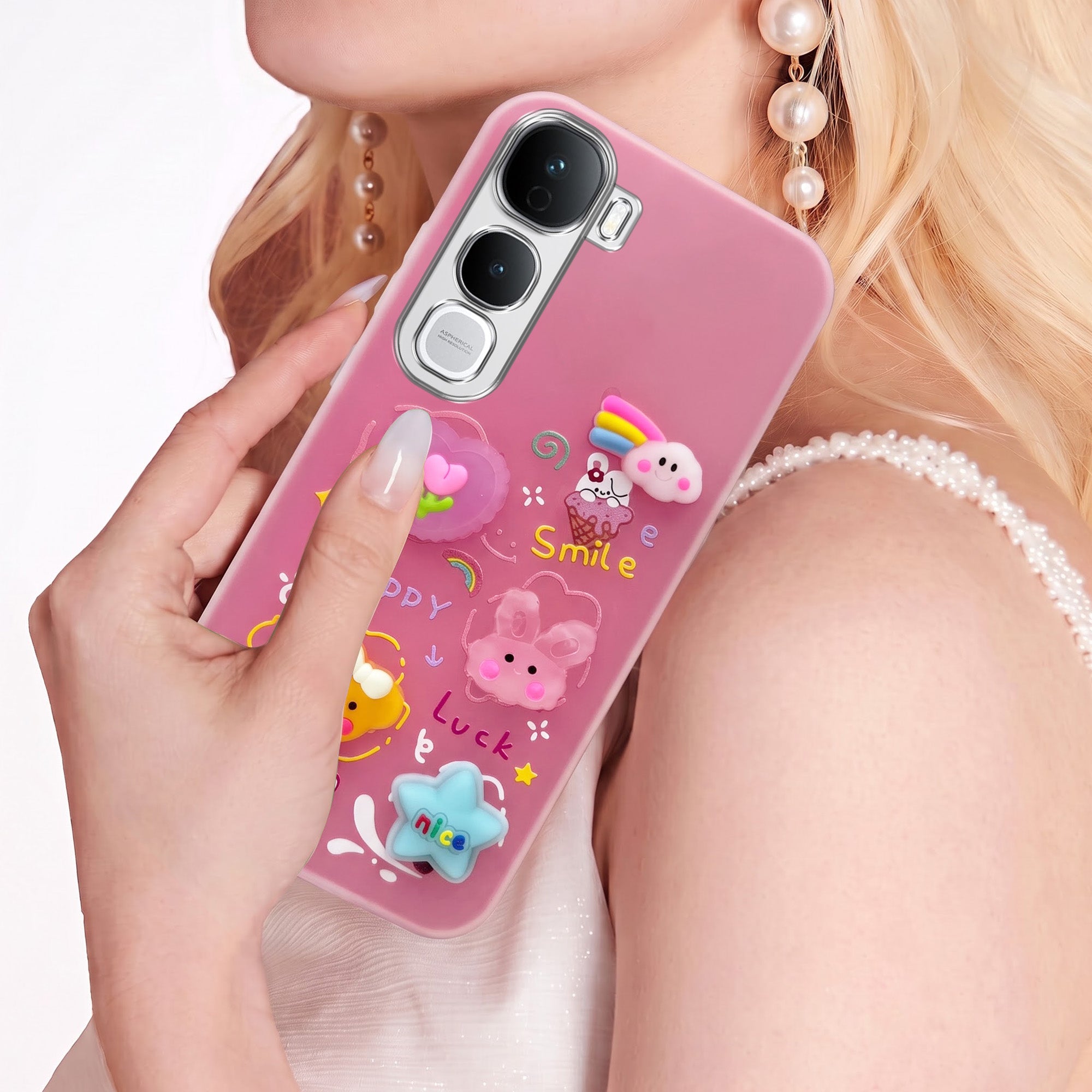 For Vivo Y400 Pro Back Cover Case (Cute 3D cartoon charms design | Slim Aesthetic Case for Girls | Camera Protection | Hard Unbreakable)