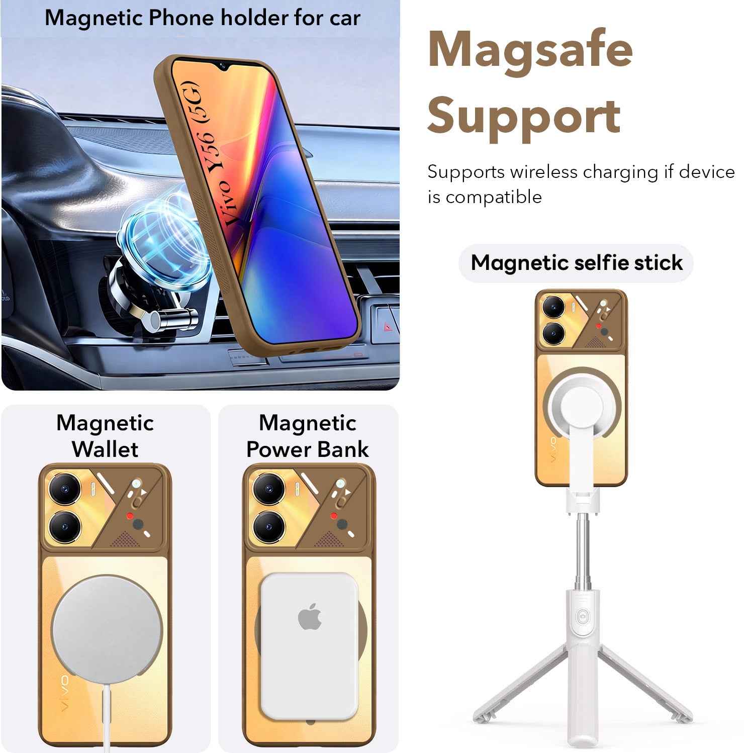 For Vivo Y56 5G Back Cover Case Lifetime Anti-Yellow Clear (Camera Protection | Side Grip | Wireless MagSafe Compatible)