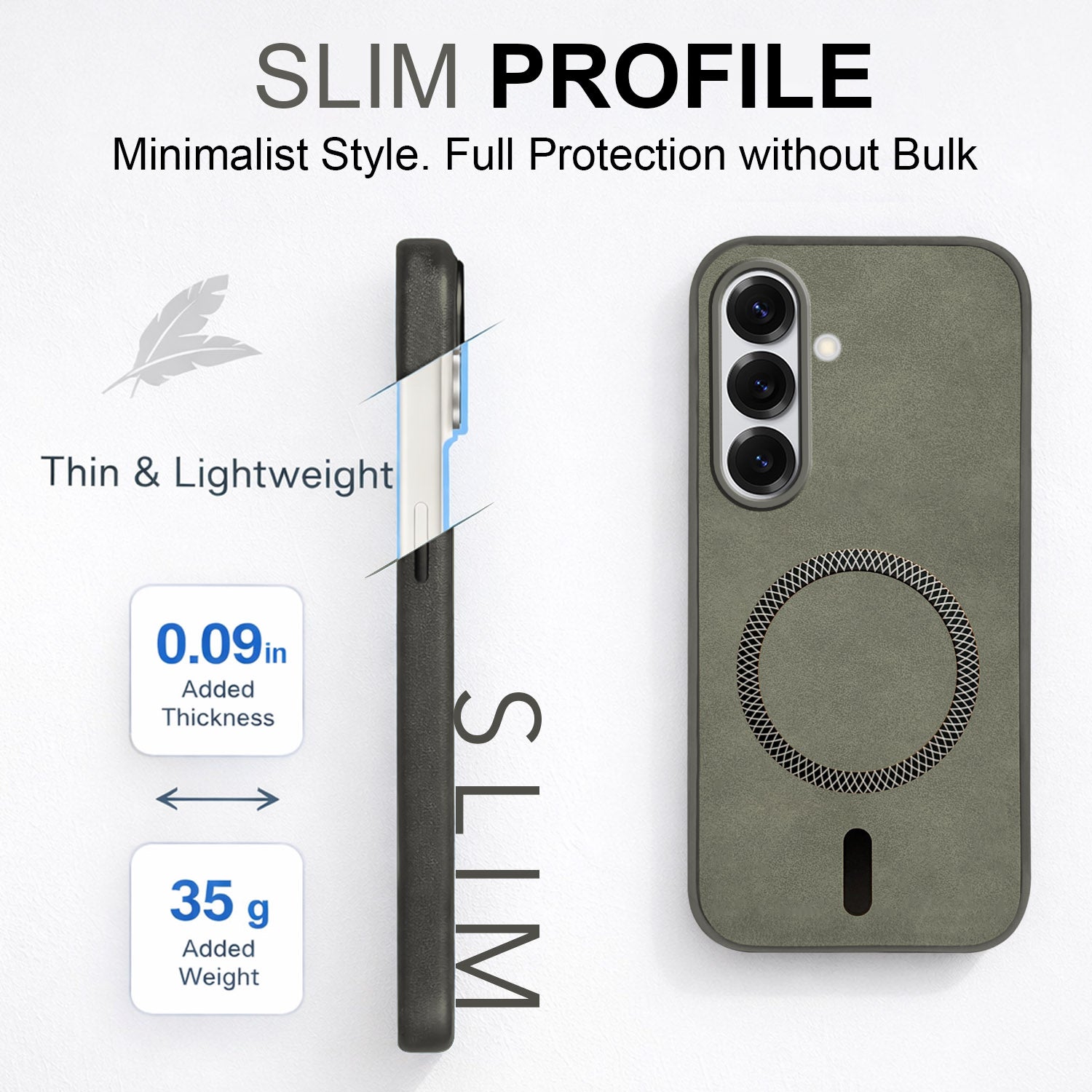 For Samsung Galaxy S25 Back Cover Case (Sleek Leather Finish | MagSafe Compatible Wireless Charging | Camera Bump Protection)