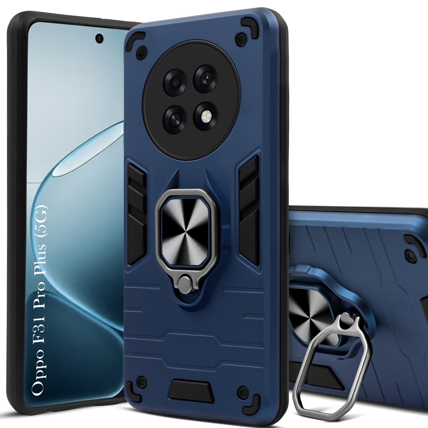 For Oppo F31 Pro Plus Back Cover Case Hybrid Armor (Shockproof Dual Layer Polycarbonate |Ring Holder Kickstand)