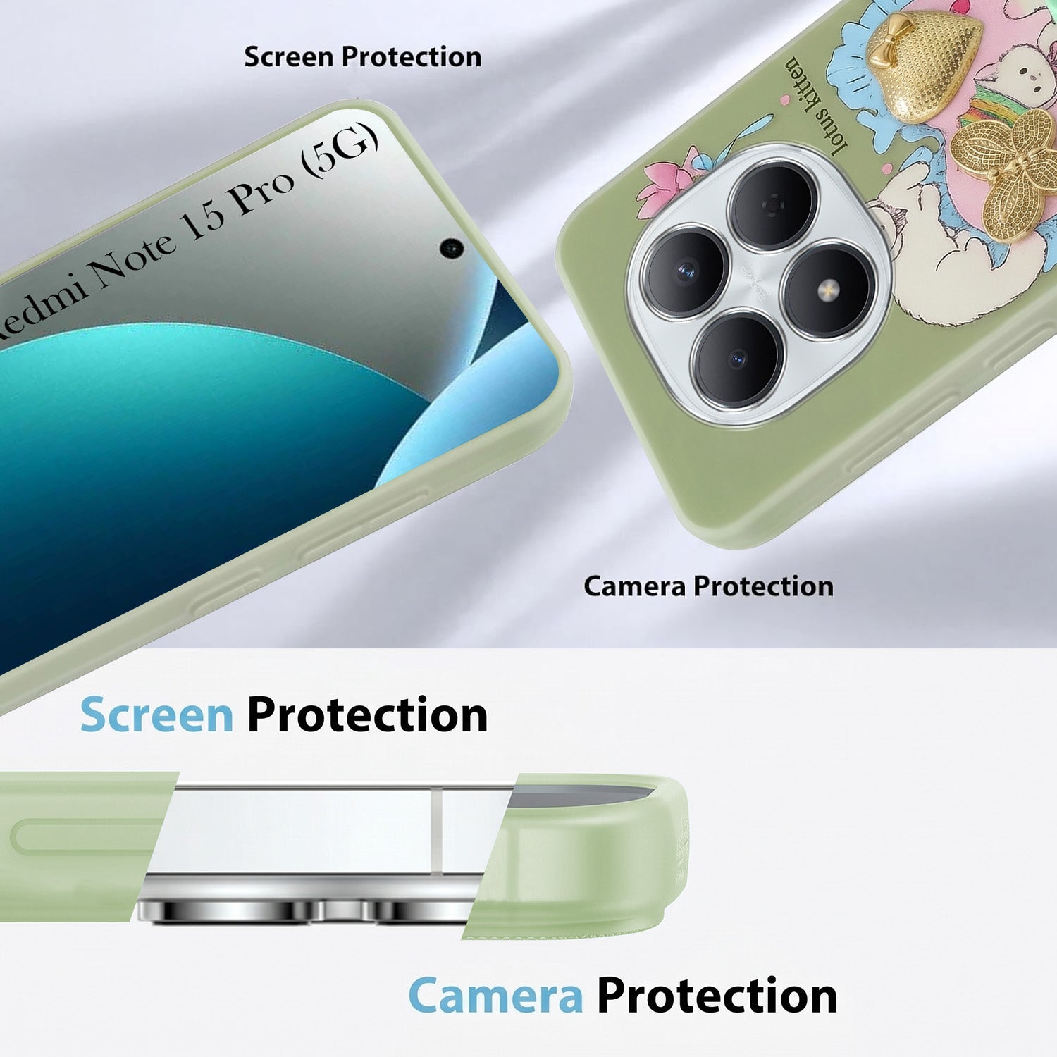 For Xiaomi Redmi Note 15 Pro 5G Back Cover Case (3D Cute Heart Strap Holder | Camera Protection | Designer Girls Print)