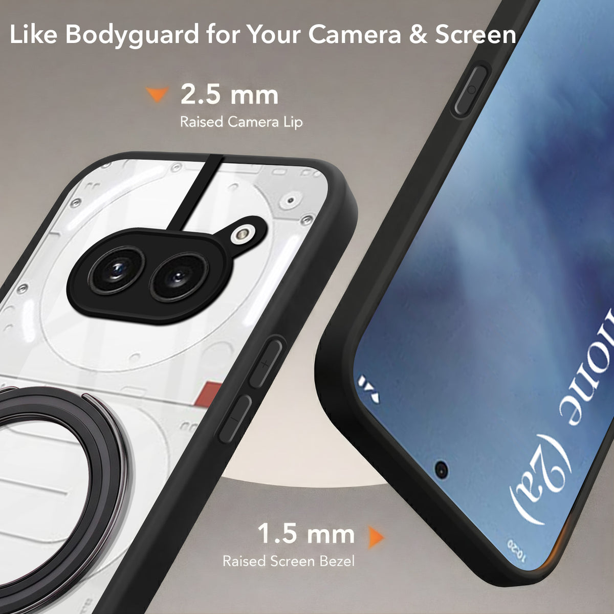 For Nothing Phone 2A 5G Back Cover Case (Kick Stand Ring Holder | Life time Anti Yellow | Camera Protection)